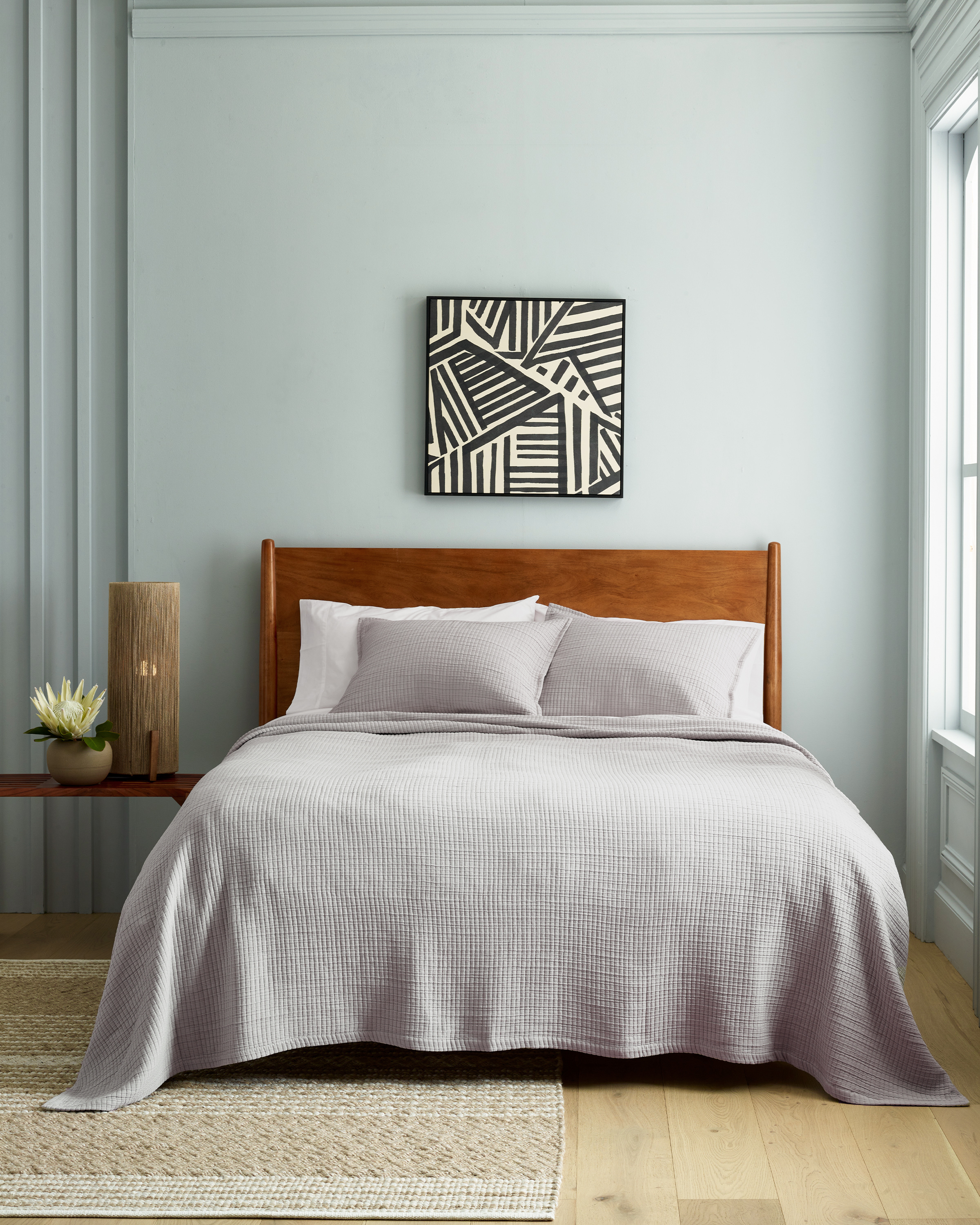 Organic Ribbed Cotton Coverlet Set - Light Grey, Full/Queen