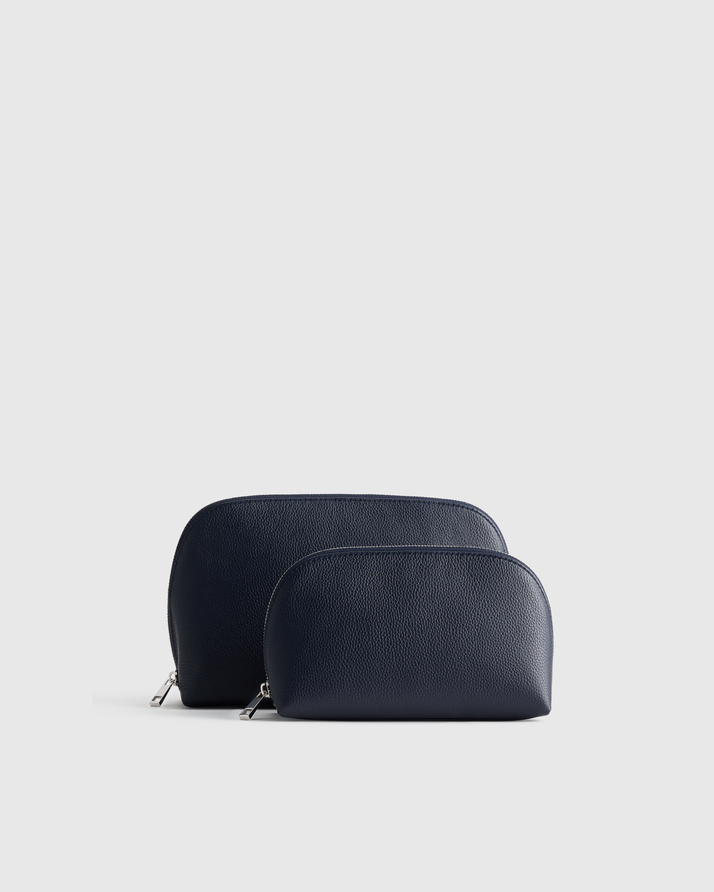 Deep Navy Italian Leather Pouch Travel Set