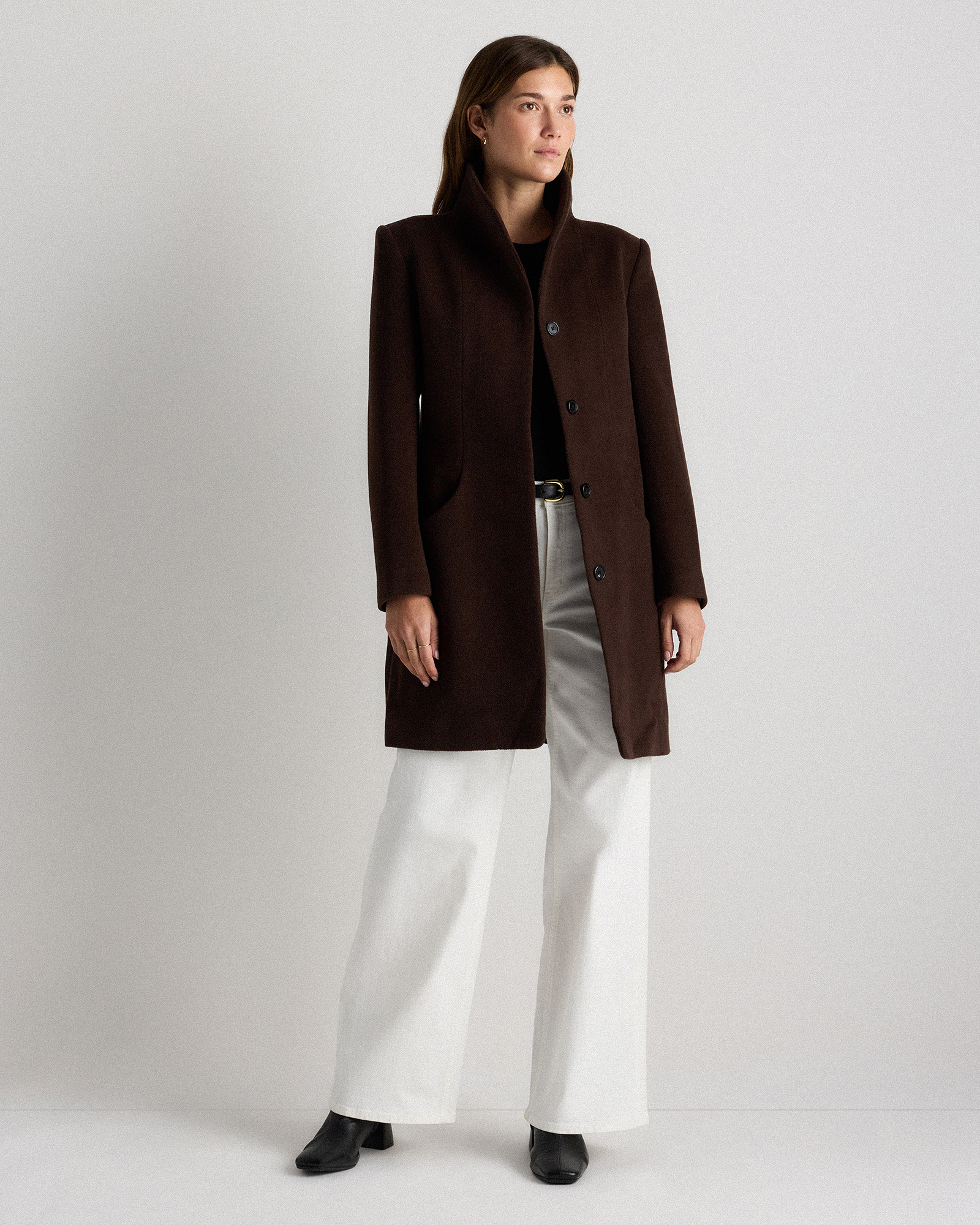Wool Cashmere Cocoon Coat in Dark Chocolate