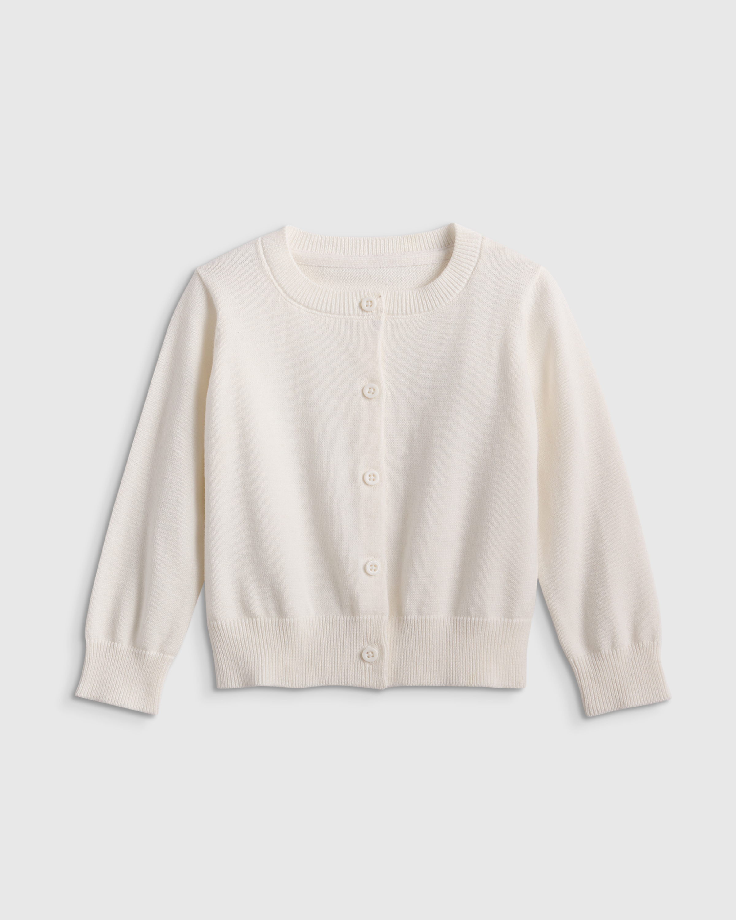 Ivory 100% Organic Cotton Crewneck Cardigan 