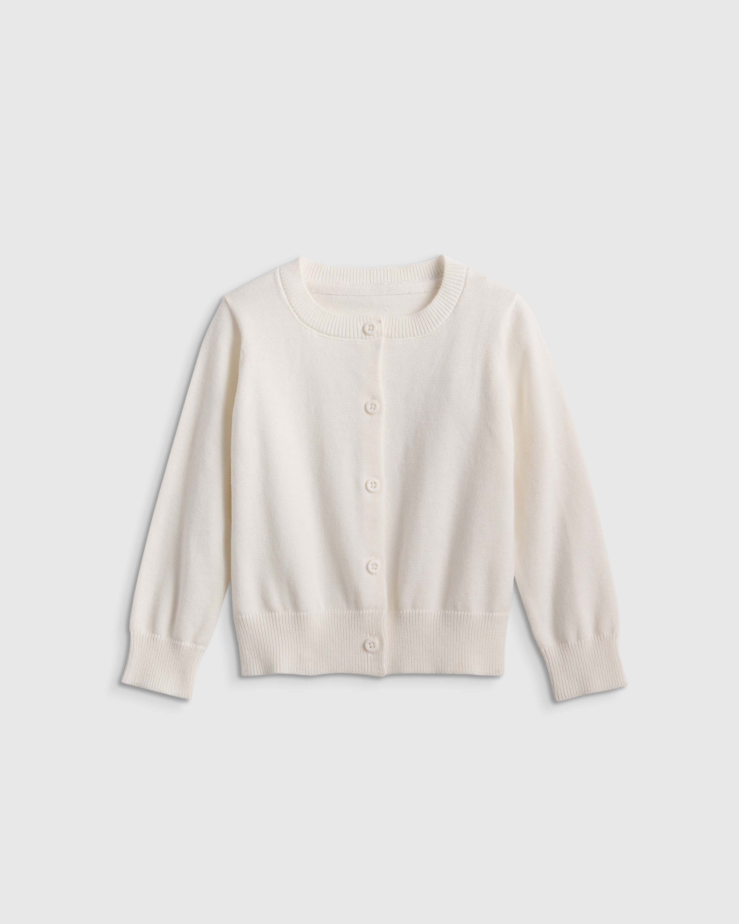 Ivory 100% Organic Cotton Crewneck Cardigan 