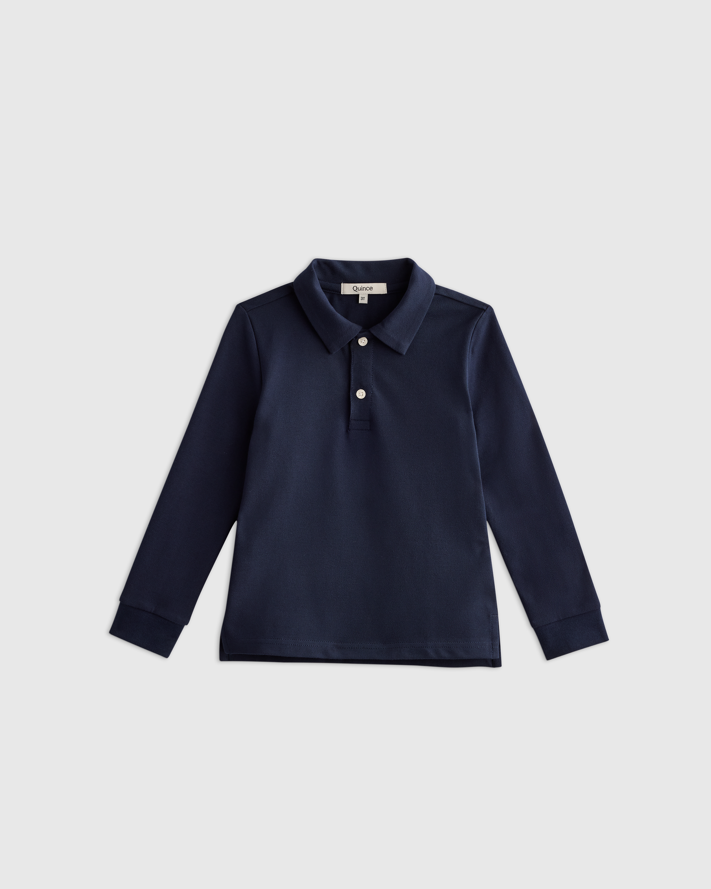 Quince Long Sleeve Pique Polo In Blue