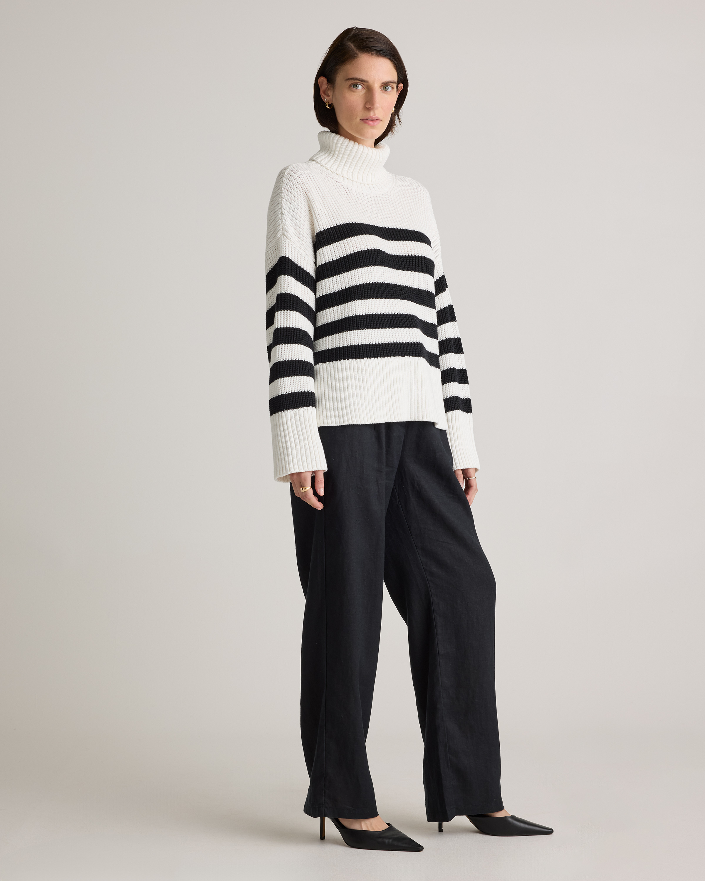 100% Organic Cotton Split Hem Turtleneck Sweater