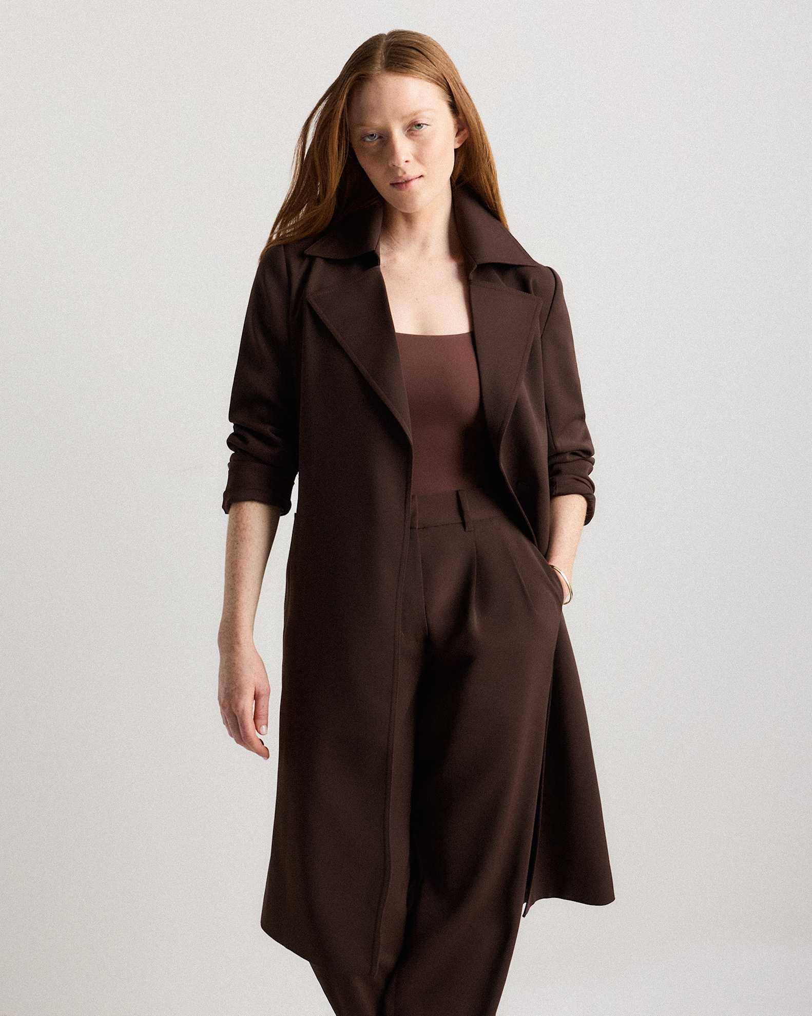 Stretch Crepe Trench Coat1