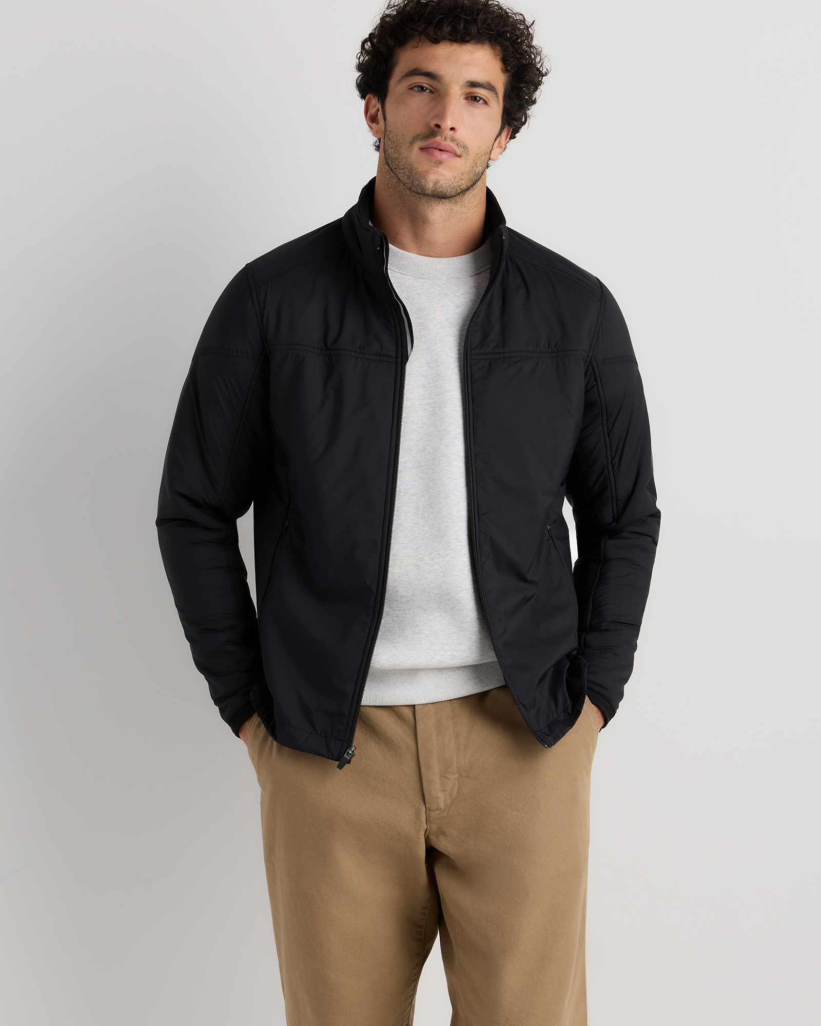 Rich Black Weatherproof Fleece-Lined Jacket