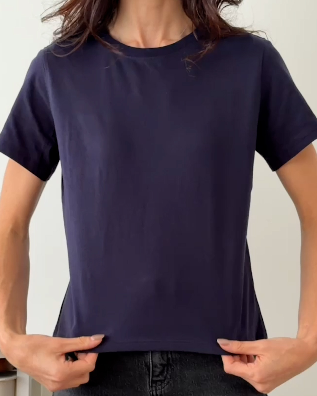 100% Organic Cotton Boxy Crewneck Tee - PDP Video Thumbnail (Deep Navy, 4x5)