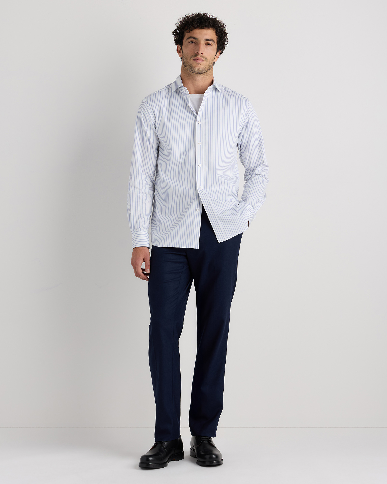 blue dress pants grey shirt Linen Long Sleeve Shirt Rebeca S / Cloudy Blue main image 1