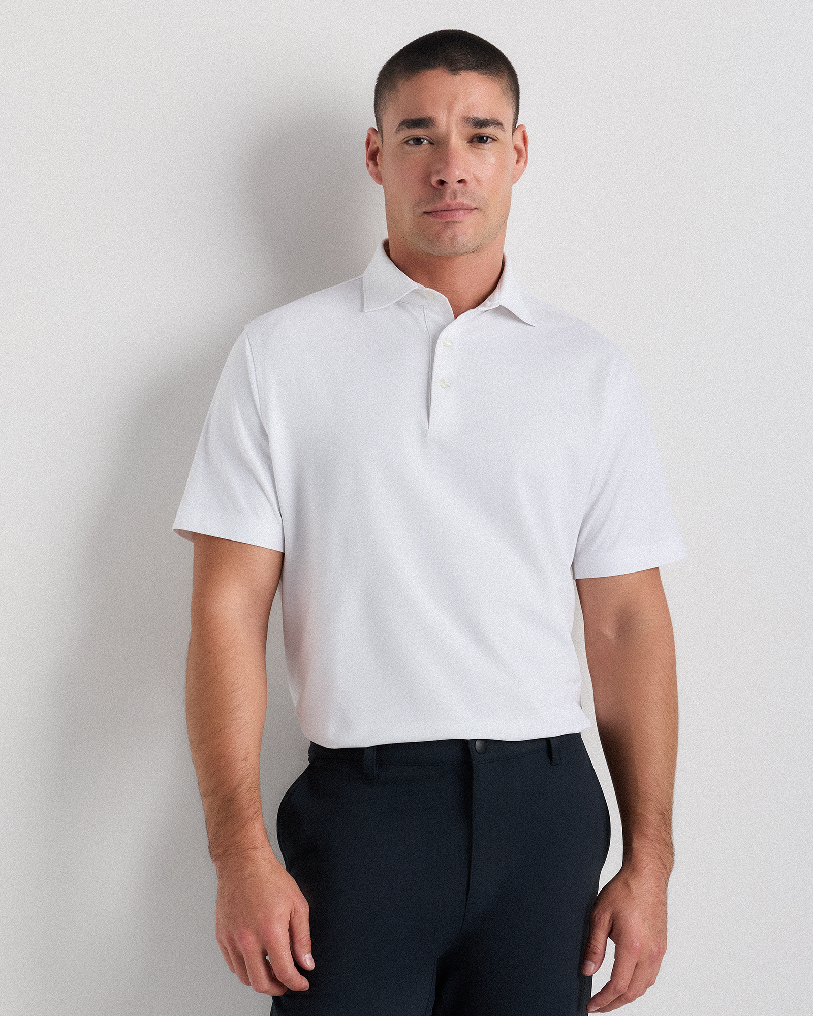 White Performance Mesh Golf Polo