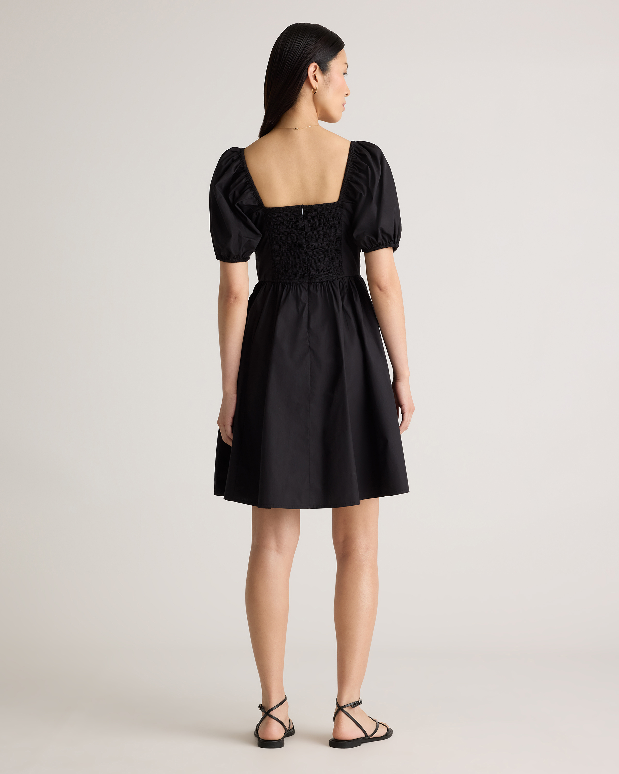 100% Organic Cotton Ruched Mini Dress in Navy