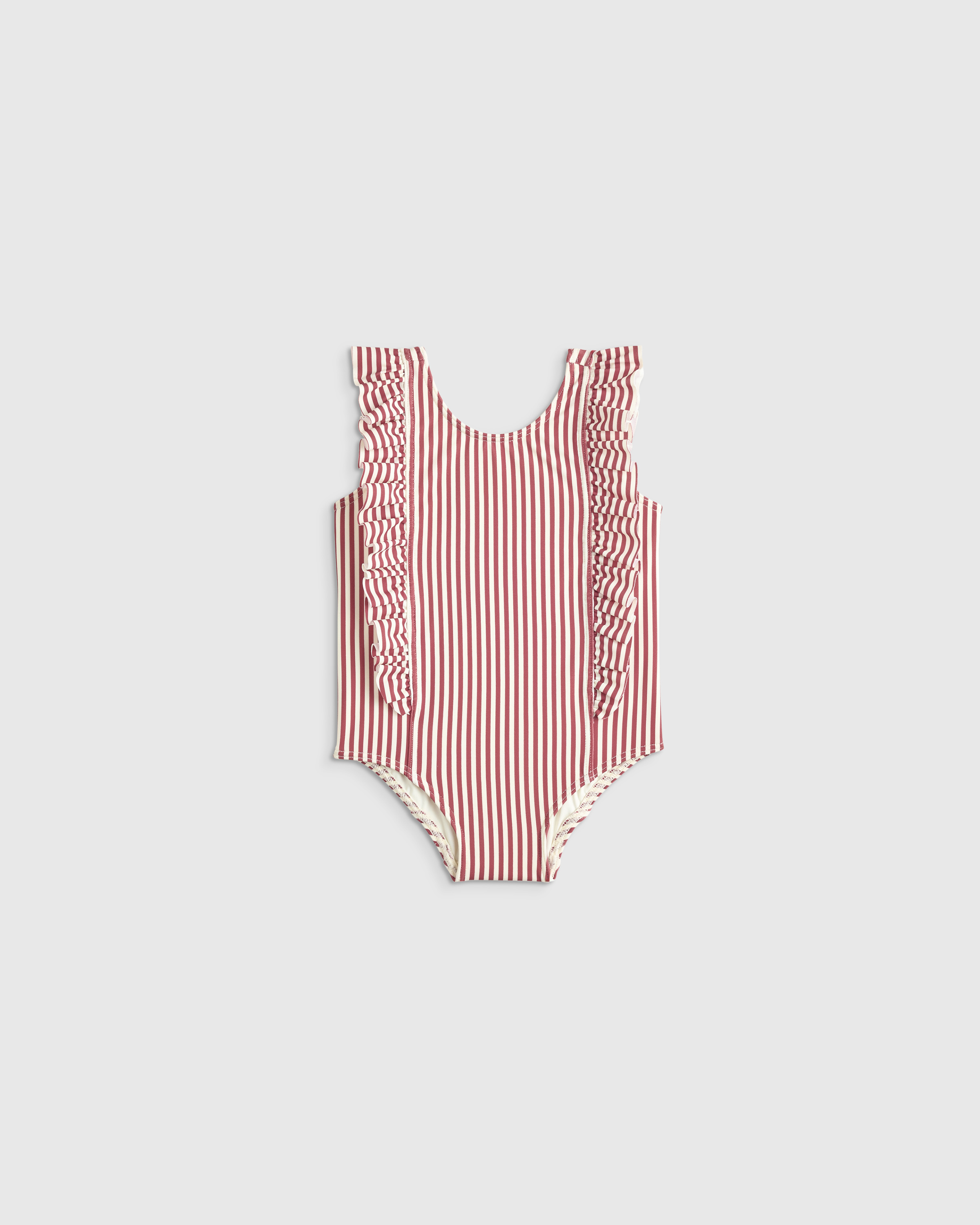 Rust Stripe Ruffle One Piece Swimsuit
