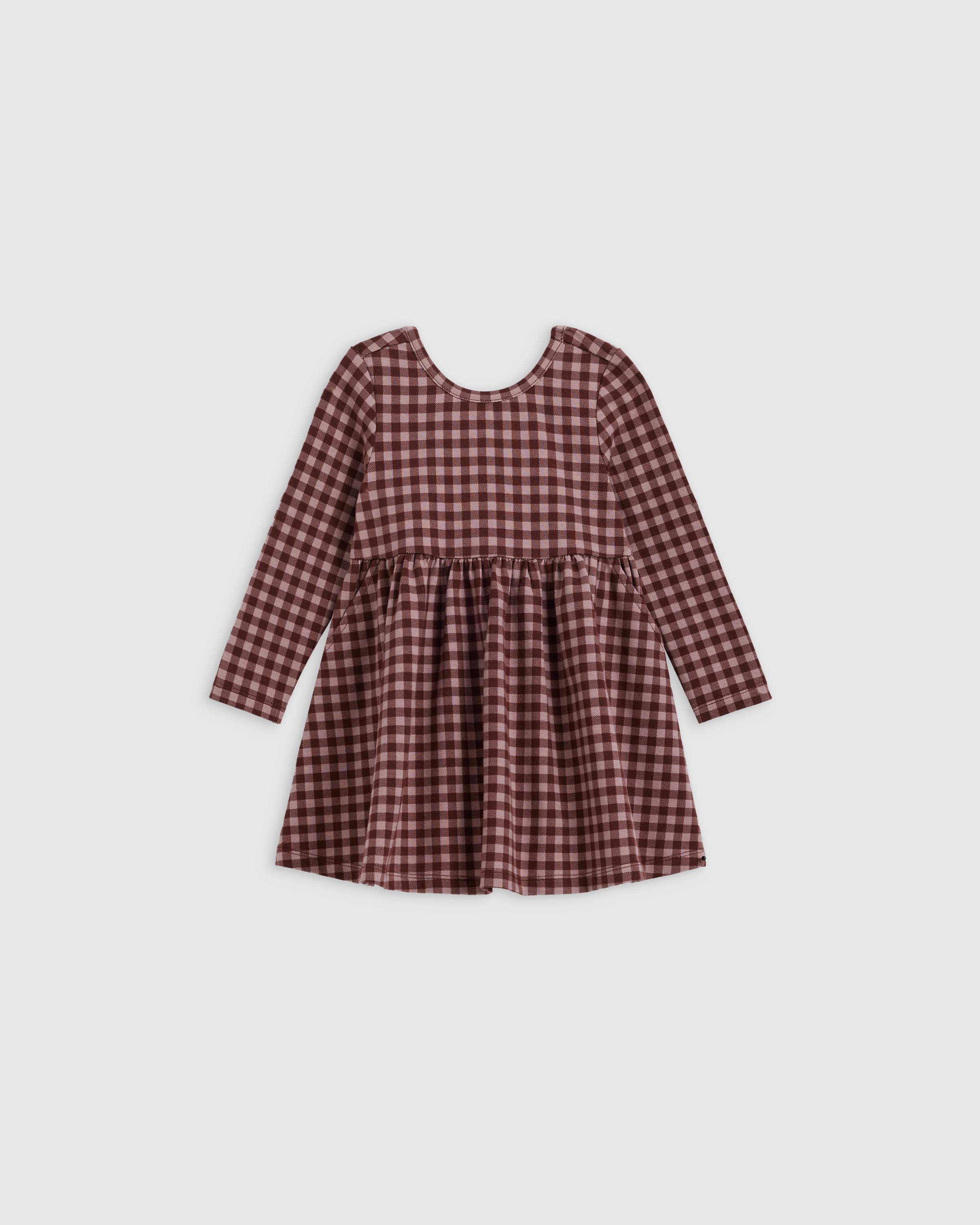 Check Organic Cotton Long Sleeve Skater Dress
