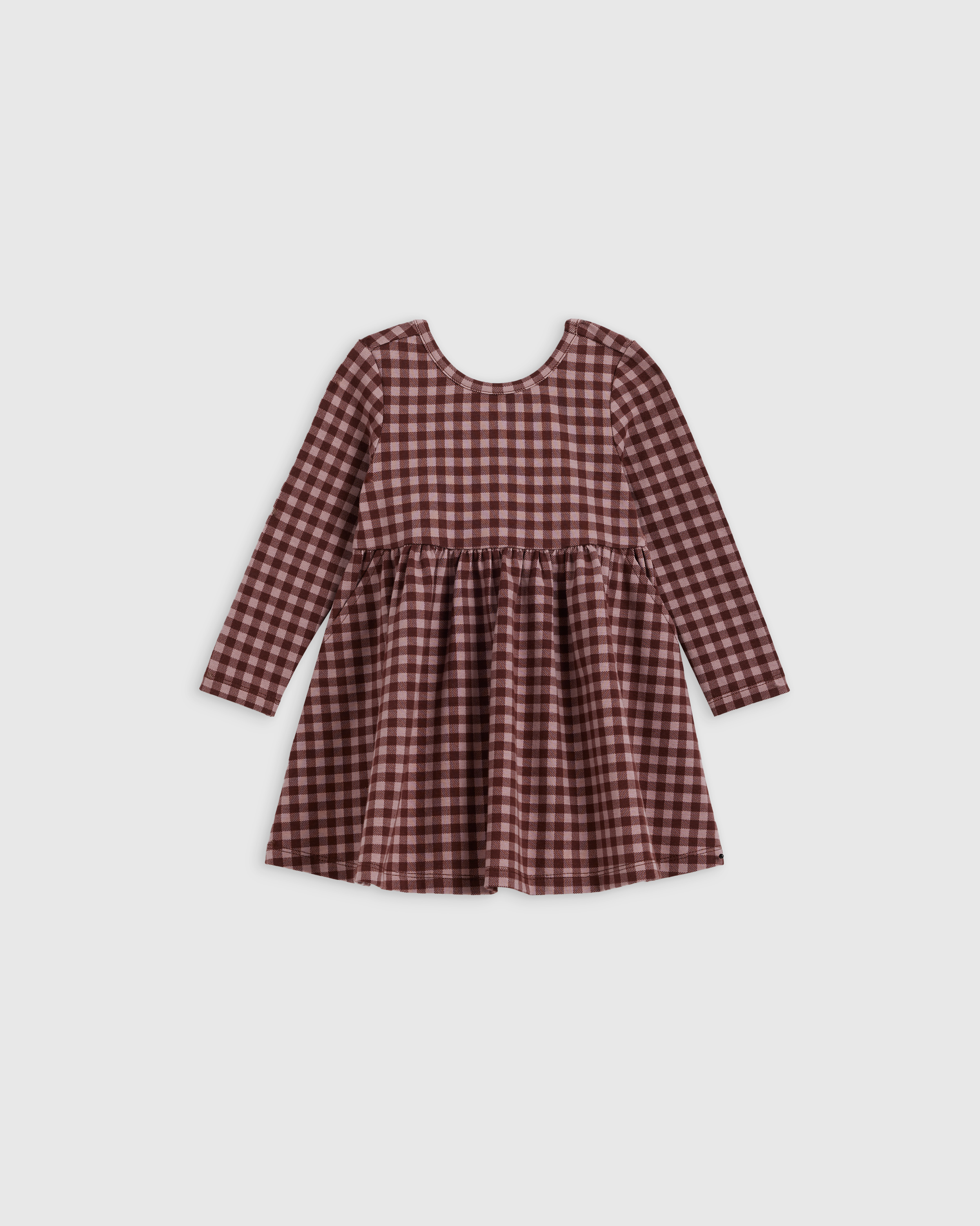 Check Organic Cotton Long Sleeve Skater Dress
