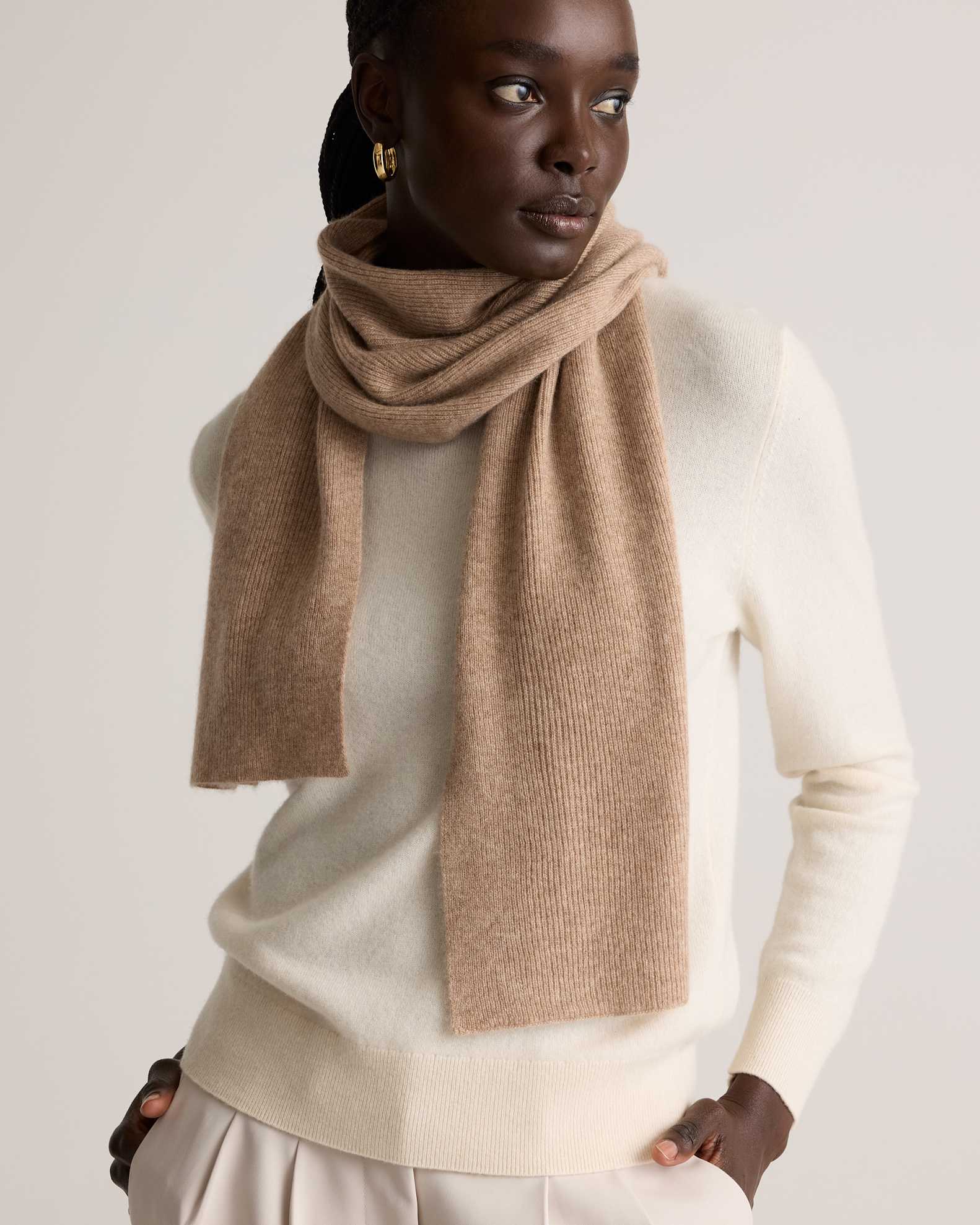 Oversized Cashmere Scarf Mongolian Cashmere Scarf In Oatmeal