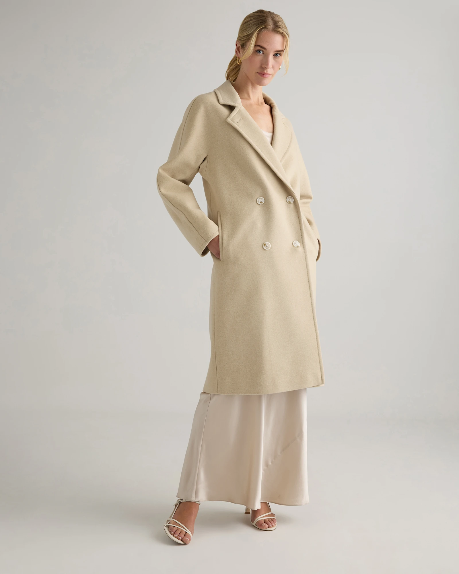 Italian Wool Double-Breasted Slouch Coat