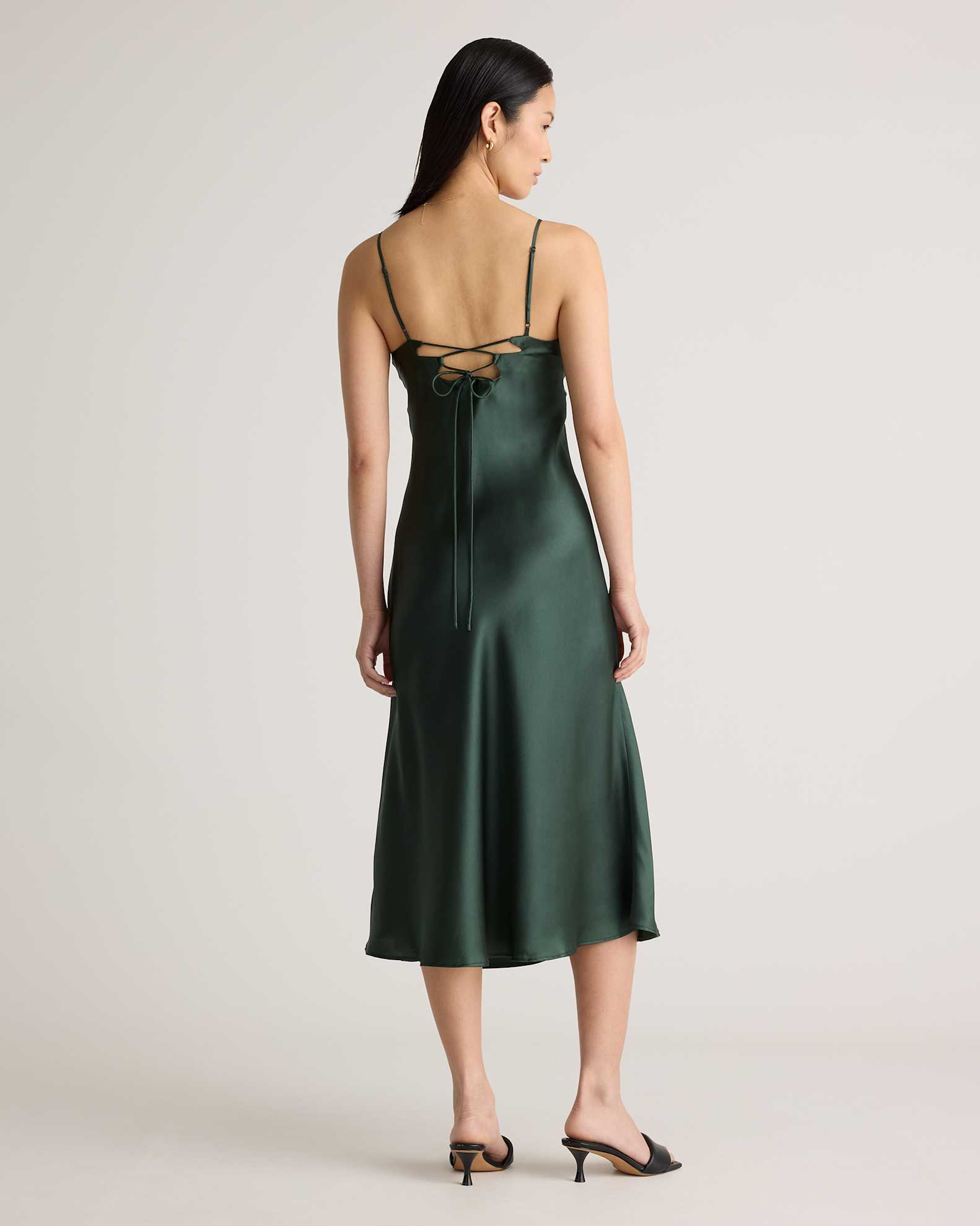 Quince Women's Cutout Midi Slip Dress, Large, Forest Green, 100% Washable Mulberry Silk, Skin-Nourishing & Thermoregulating Quince Women's Cutout Midi Slip Dress, Large, Forest Green, 100% Washable Mulberry Silk, Skin-Nourishing & Thermoregulating