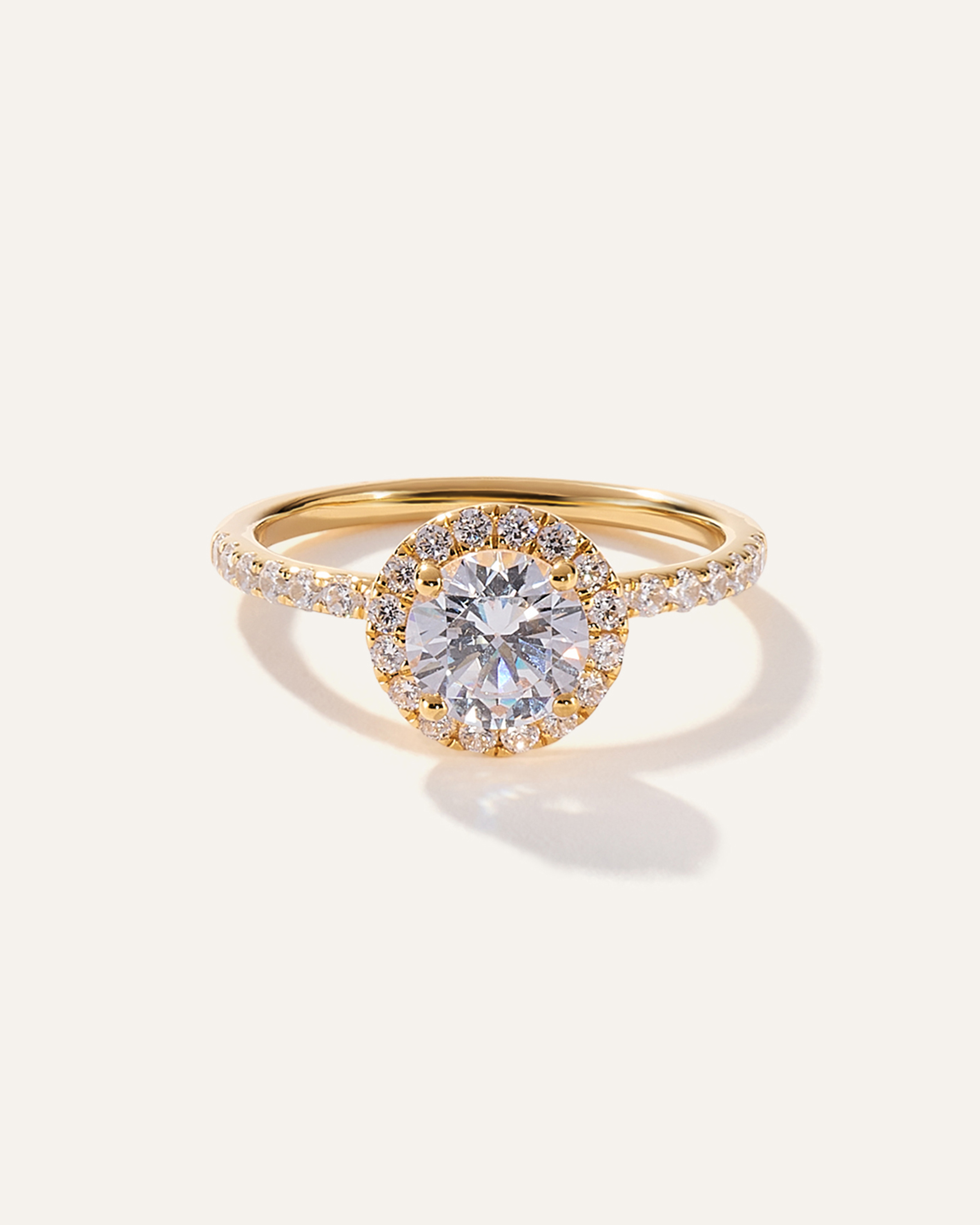 Yellow Gold Lab Grown Diamond Round Halo Pave Engagement Ring