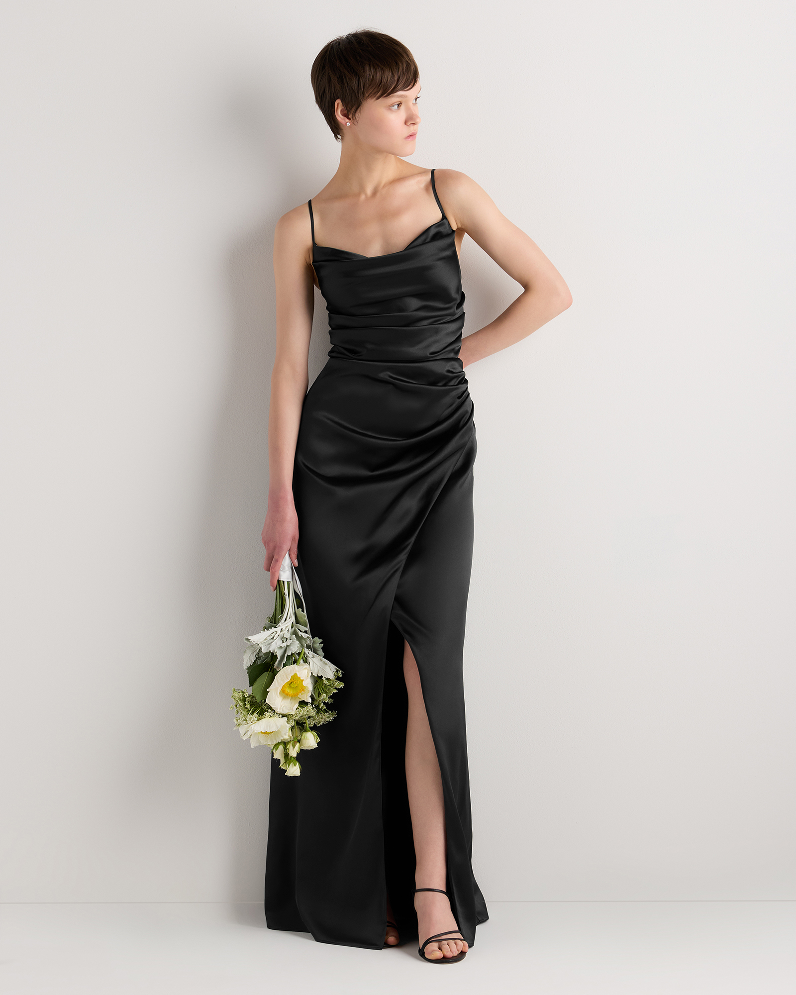 Black Juliette Stretch Satin Dress