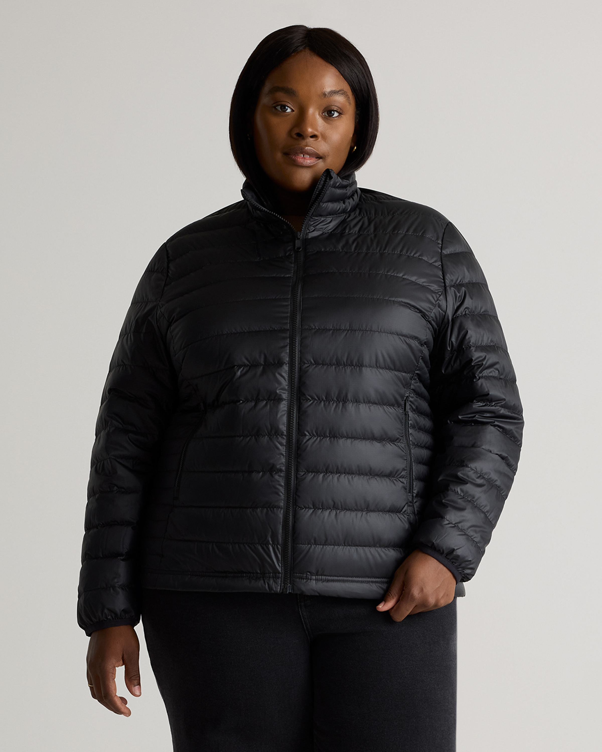Black Lightweight Down Packable Puffer Jacket