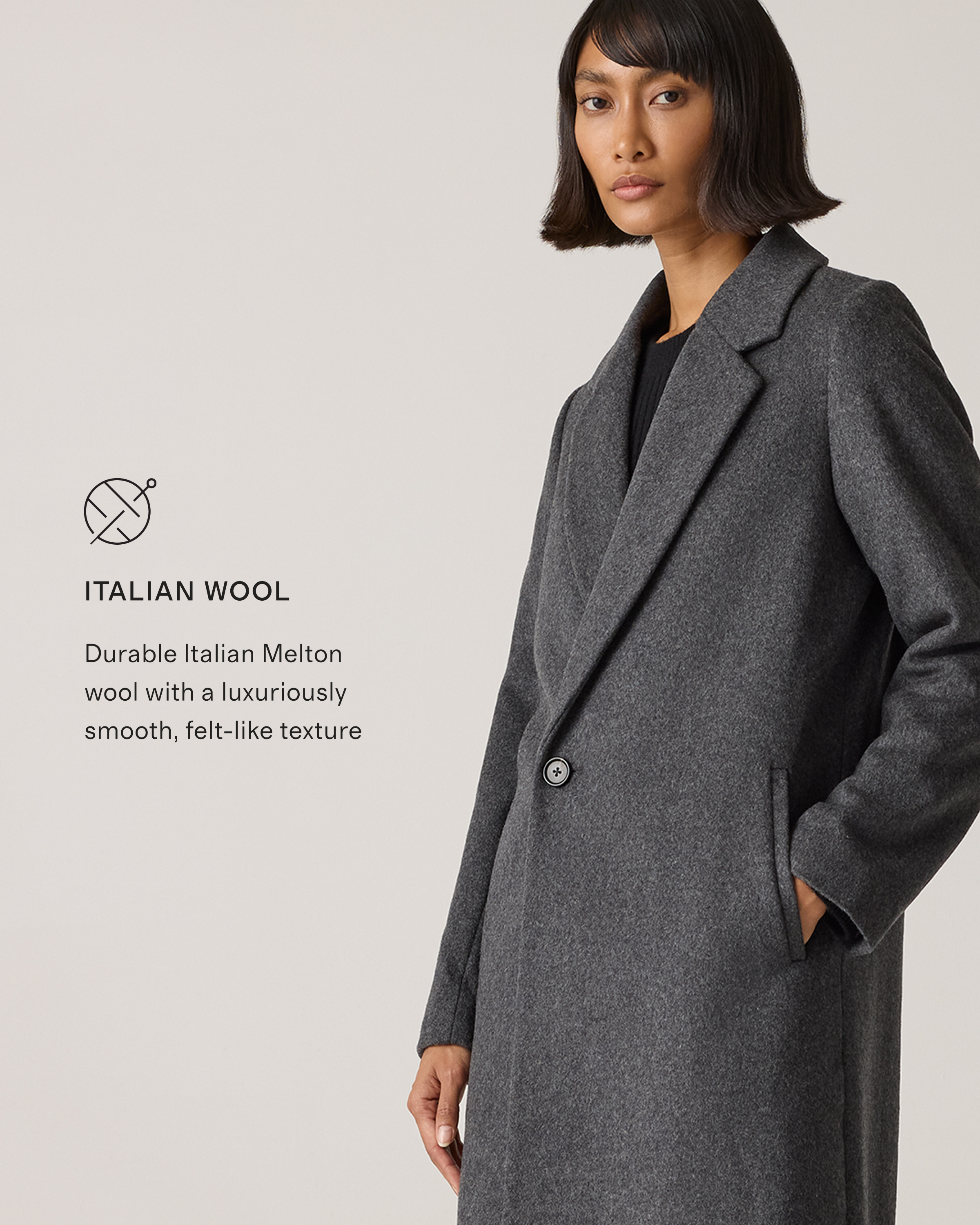 Italian Wool Classic Single-Breasted Coat