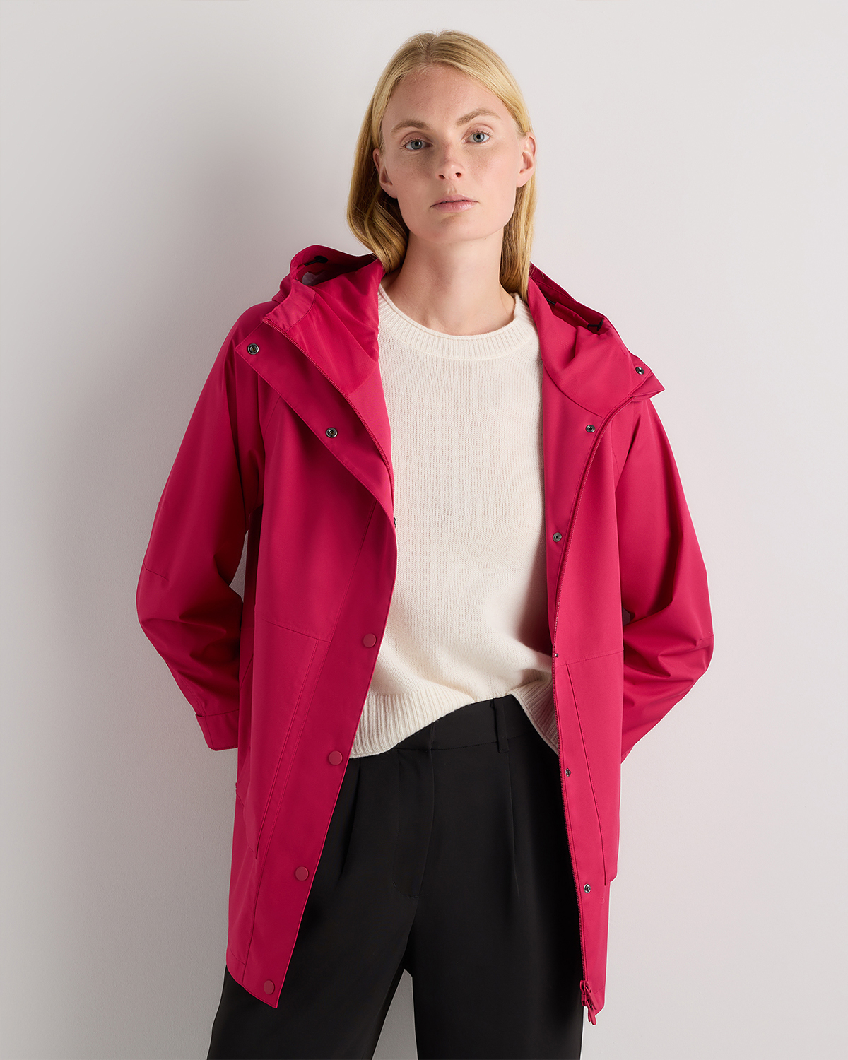 Amaranth Pink Weather Proof Oversized Rain Jacket