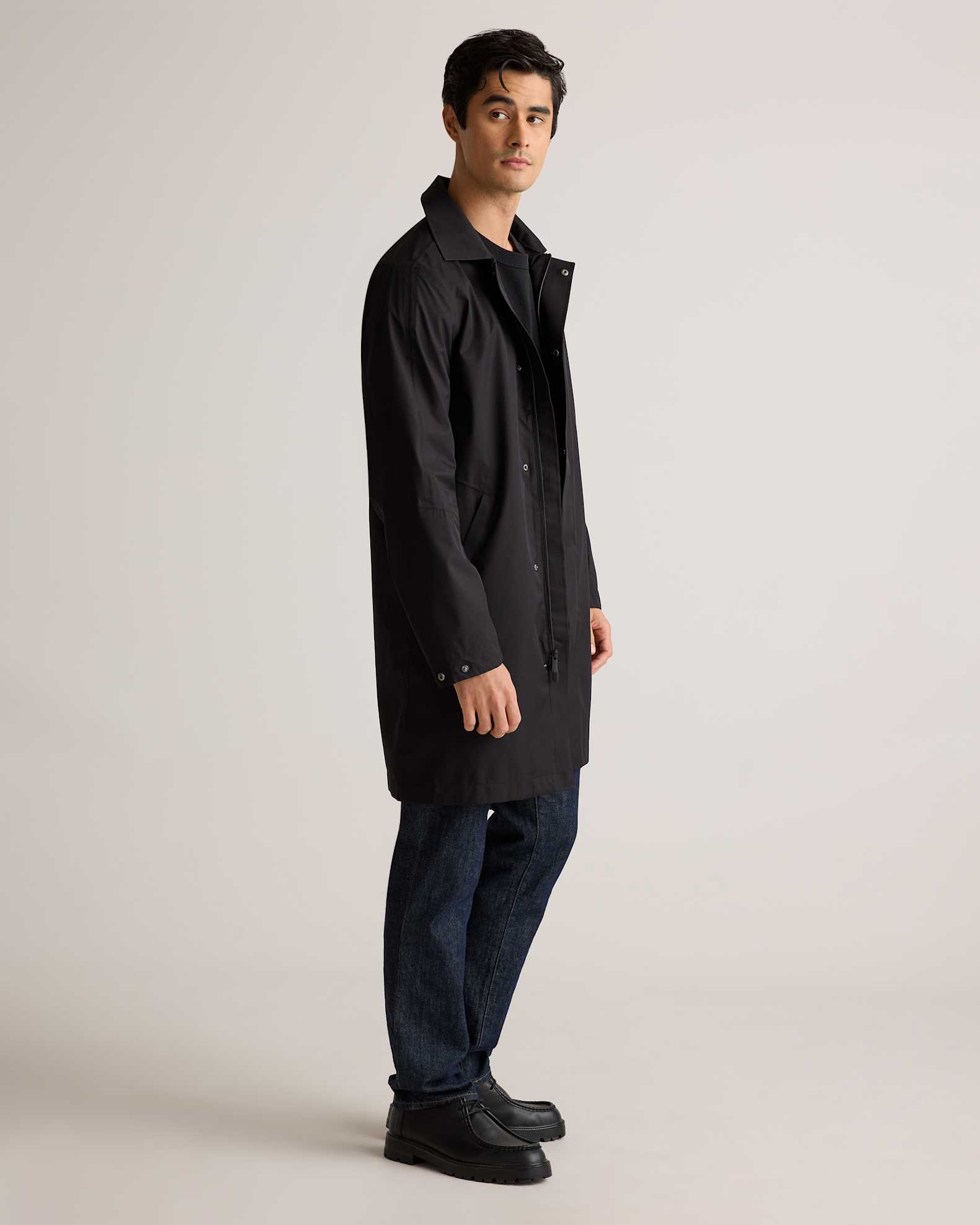 Weather Proof Long Rain Jacket in True Black Weather Proof Long Rain Jacket in True Black
