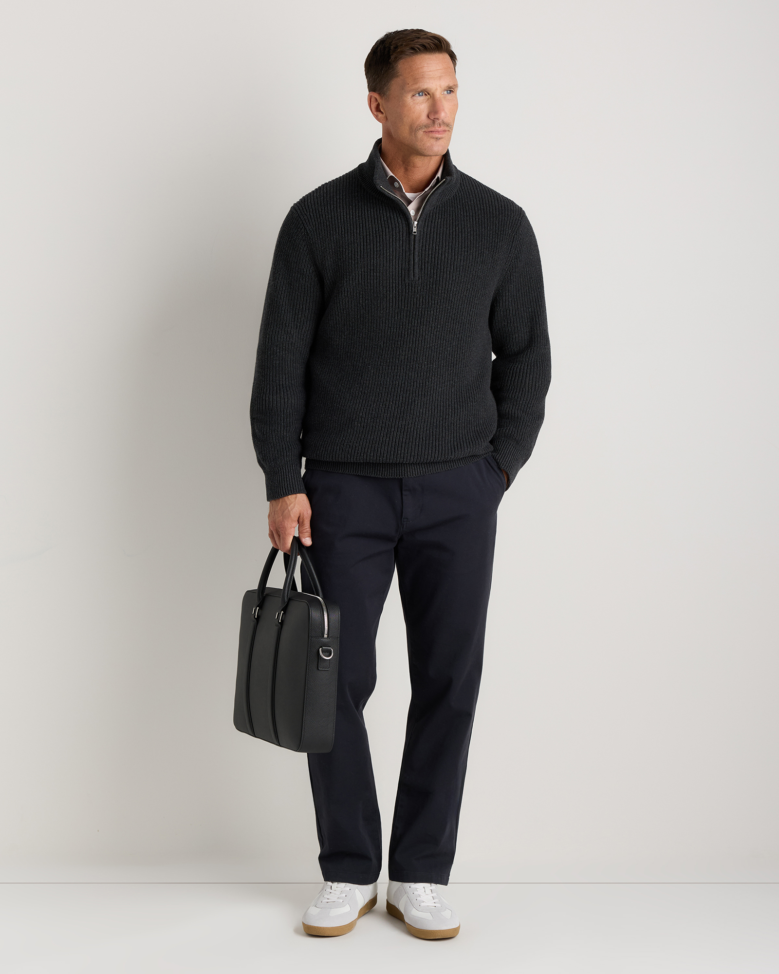 Italian Saffiano Briefcase in Hickory