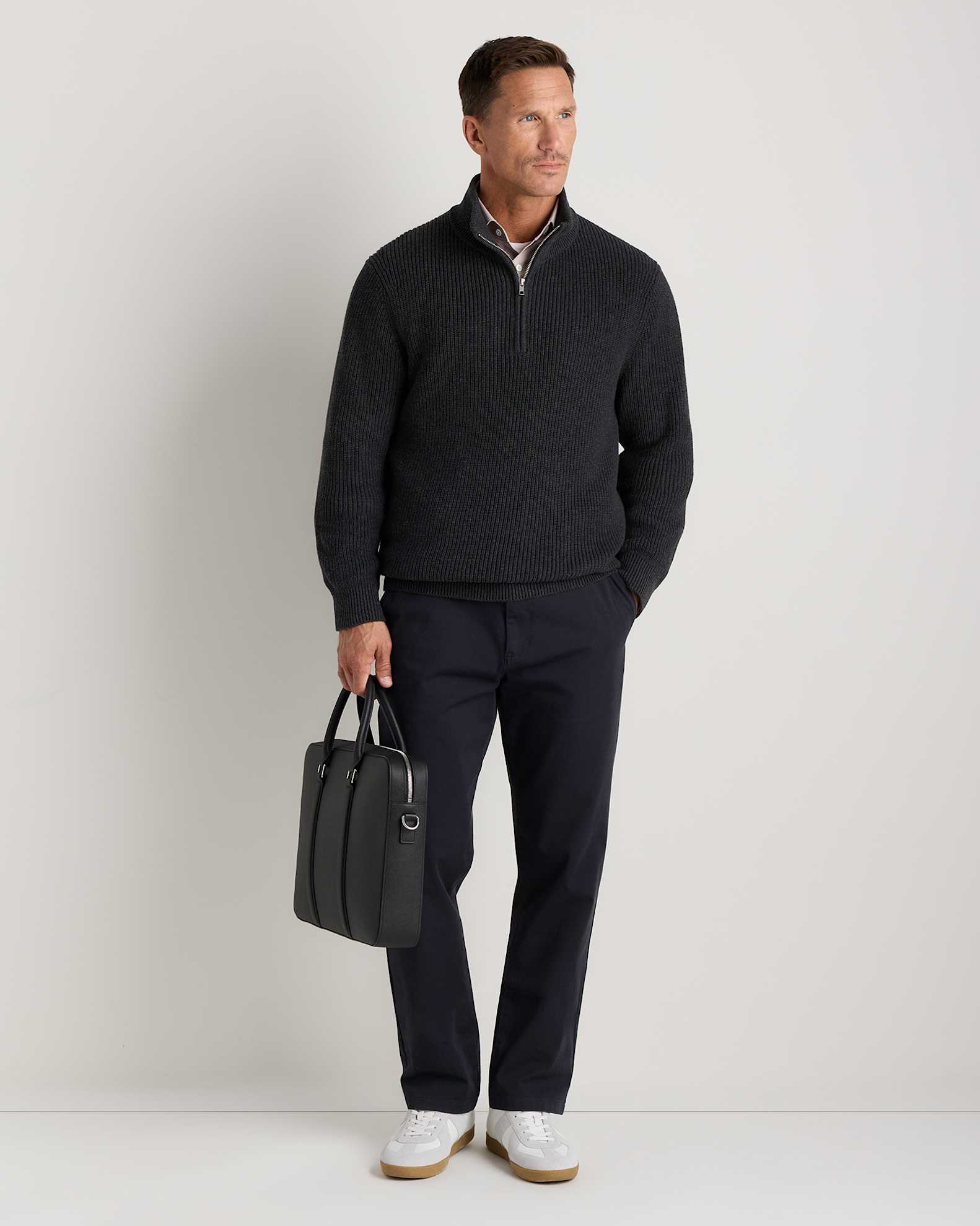 Italian Saffiano Briefcase in Hickory