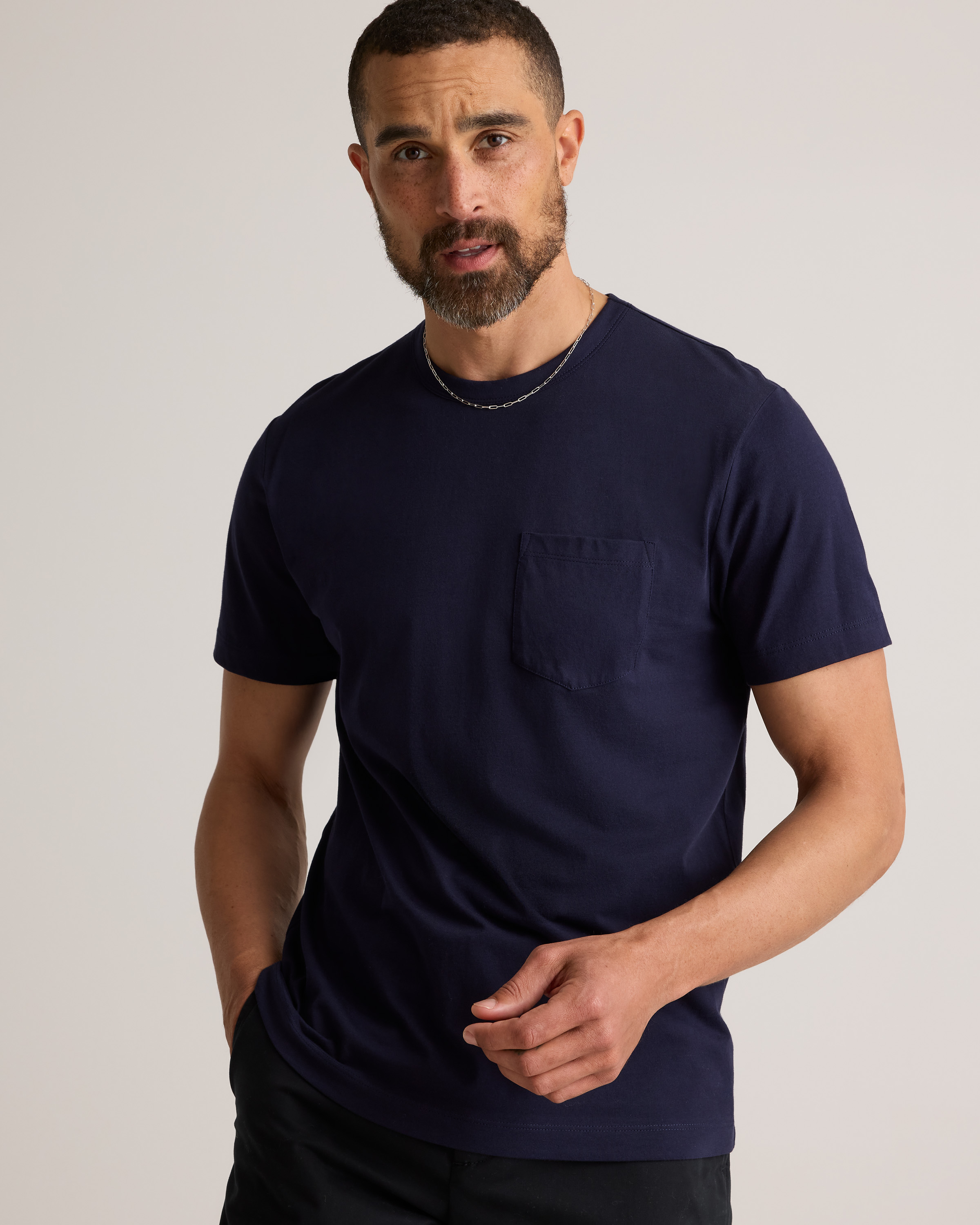 Men's 100% Pima Cotton Luxe Touch Pocket Tee in Deep Navy