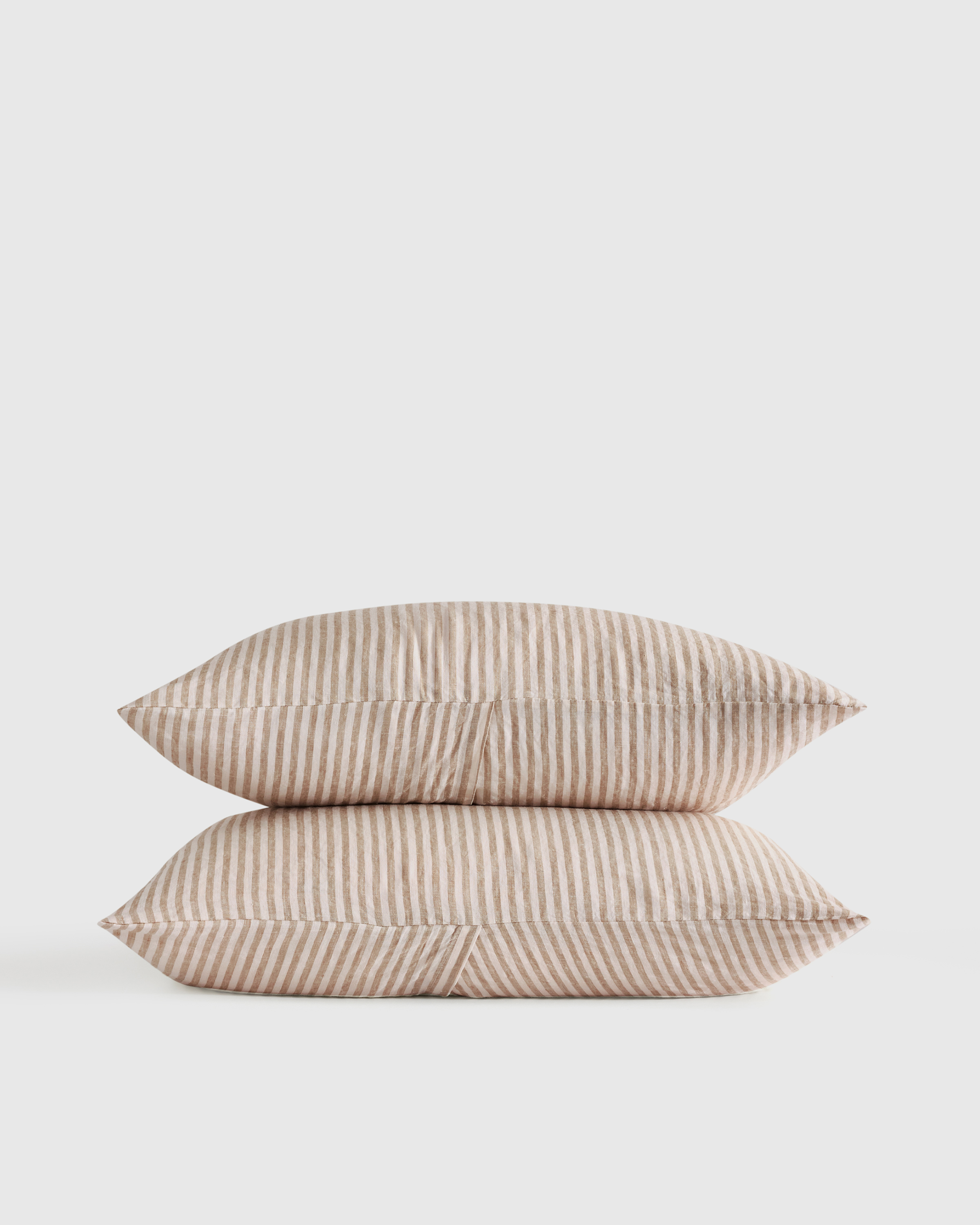 Latte/White Stripe European Linen Sham Set