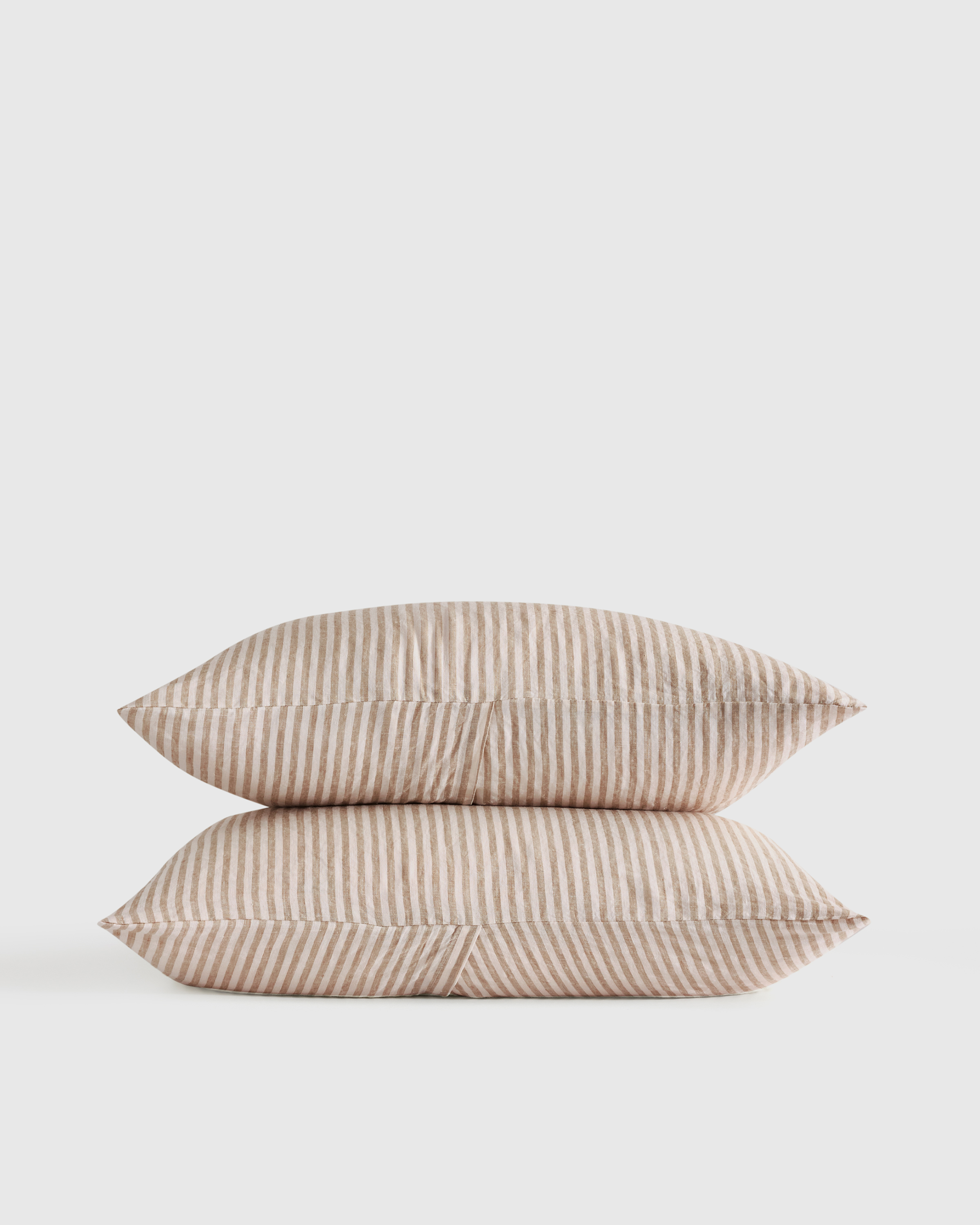 Latte/White Stripe European Linen Sham Set