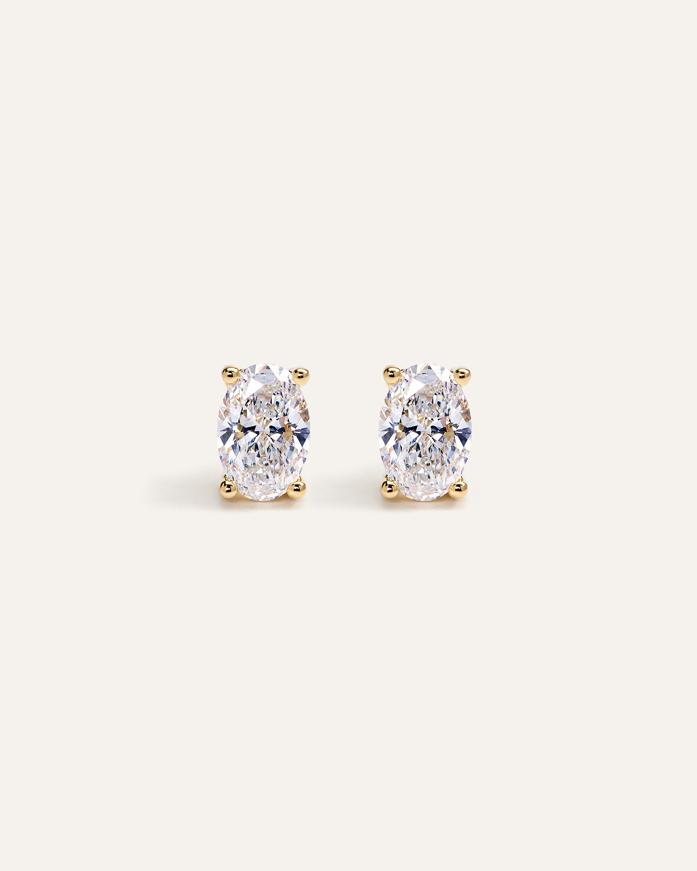 Yellow Gold 14K Gold Lab Grown Diamond Oval Solitaire Studs - 1.5ctw