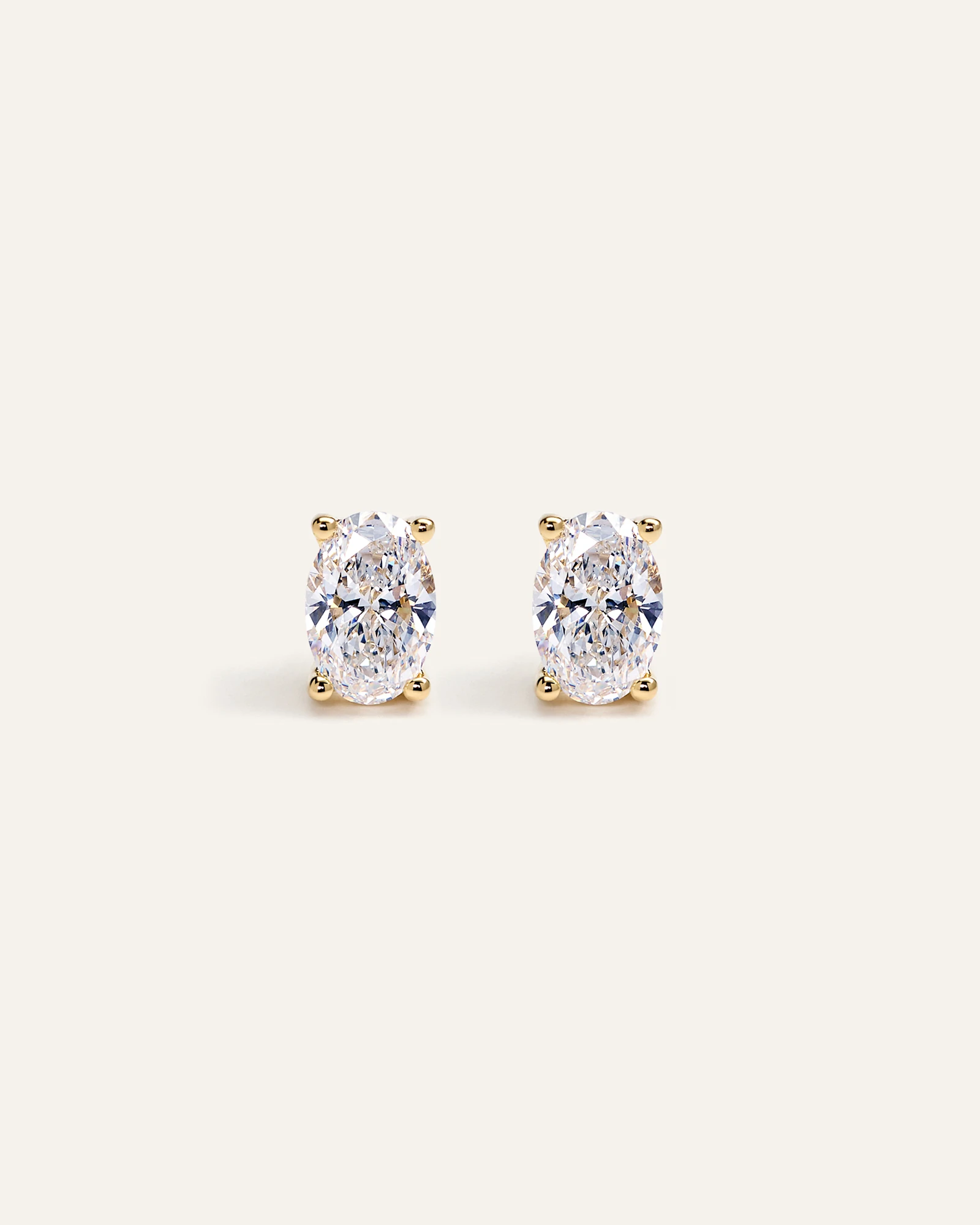 14K Gold Lab Grown Diamond Oval Solitaire Studs