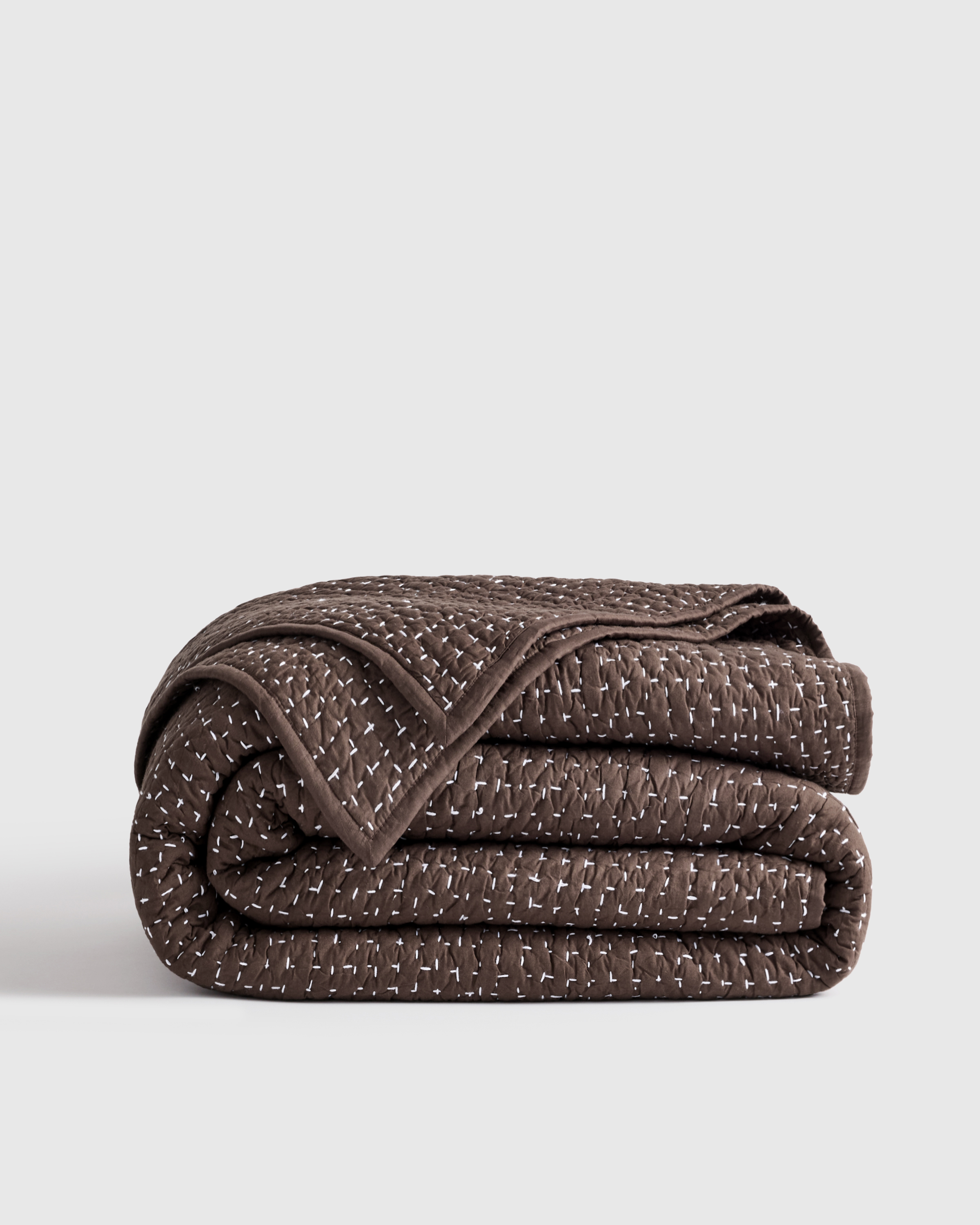 Espresso Organic Cotton Hand Stitched Quilt