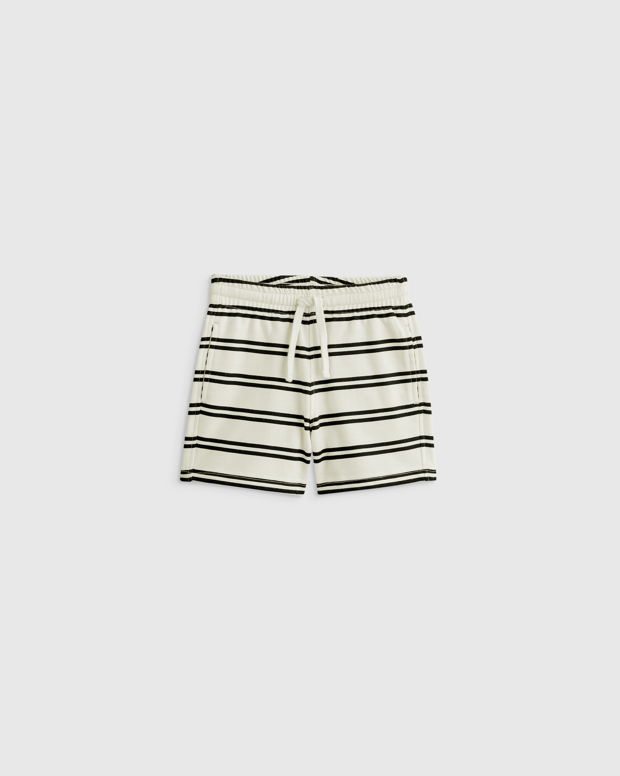 Black/White Stripe 100% Organic Cotton French Terry Short
