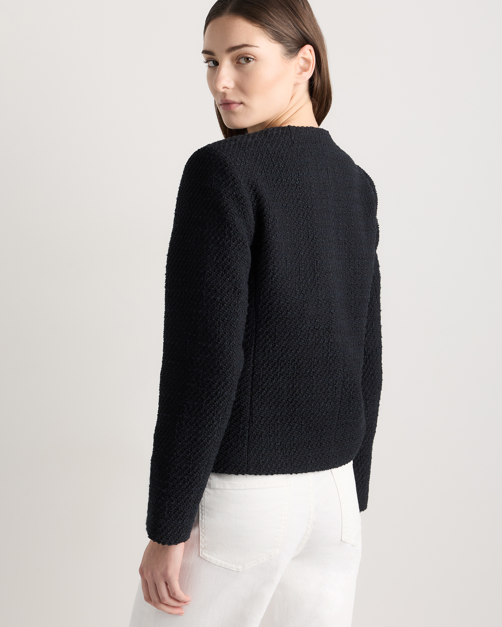 Tweed Collarless Jacket | Quince Canada
