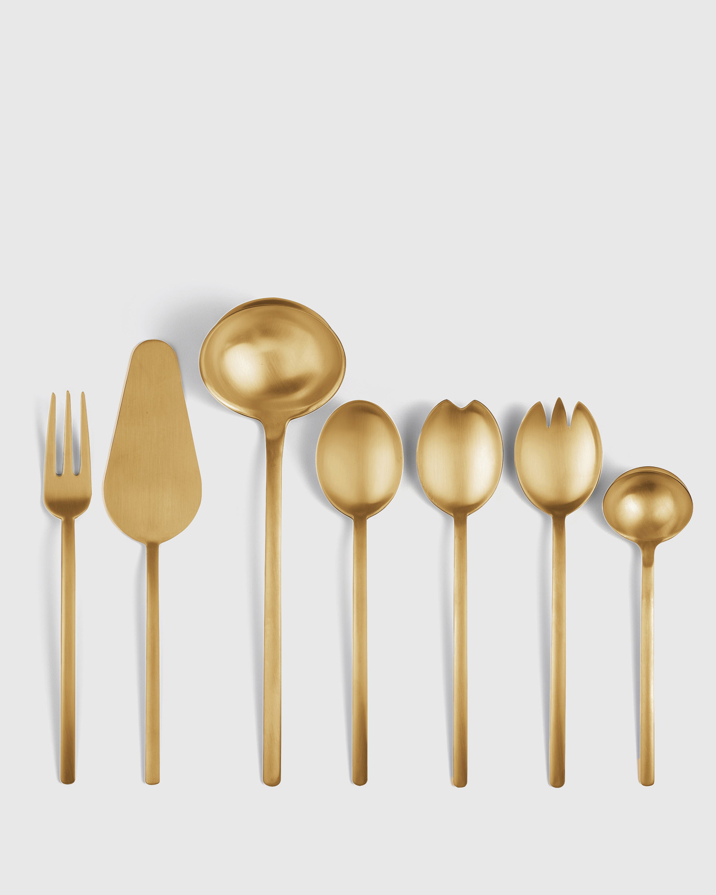 Brushed Gold Due 7-Pc Serving Utensil Set by Mepra
