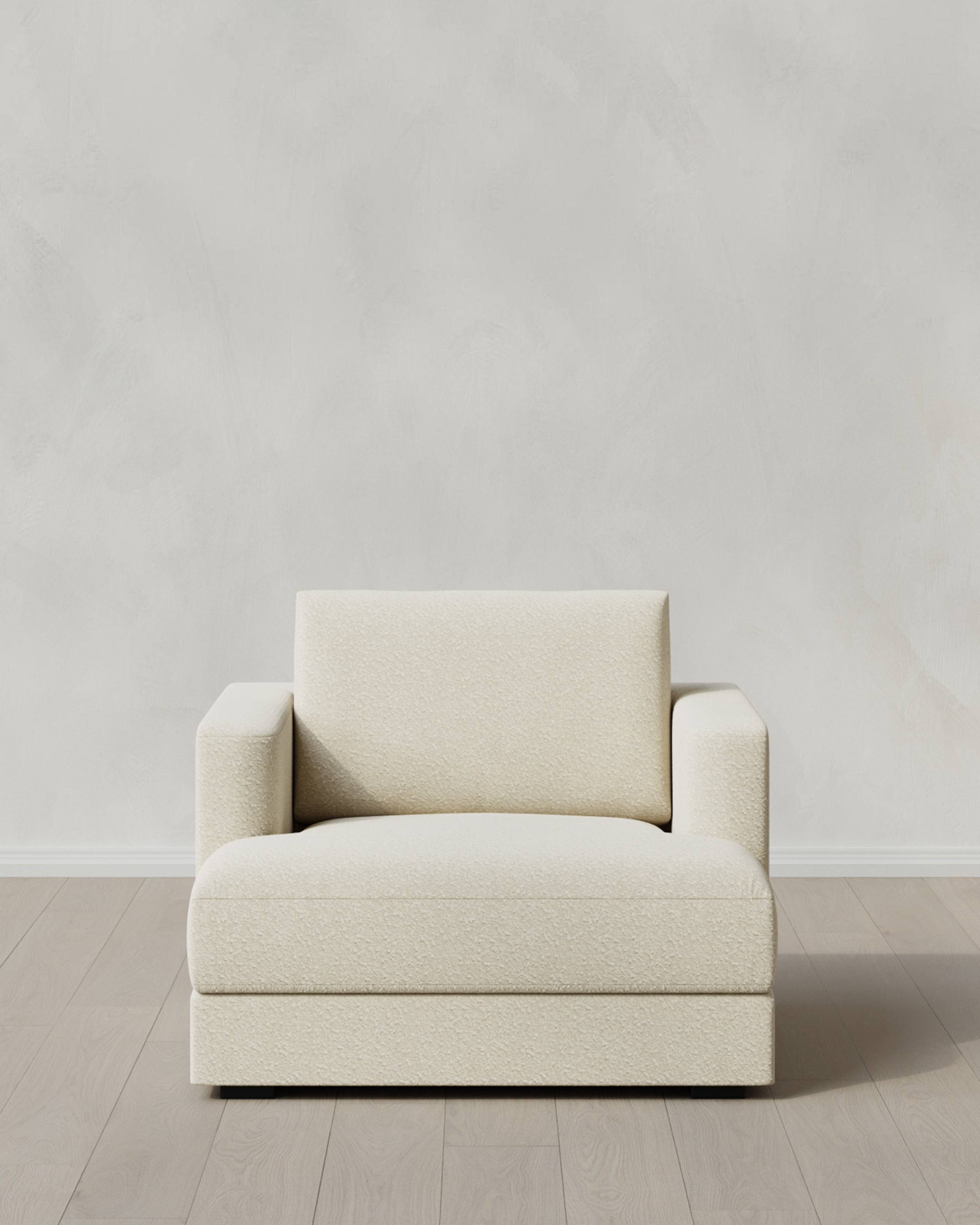 Linen Sierra Curved Arm Accent Chair in Performance Boucle