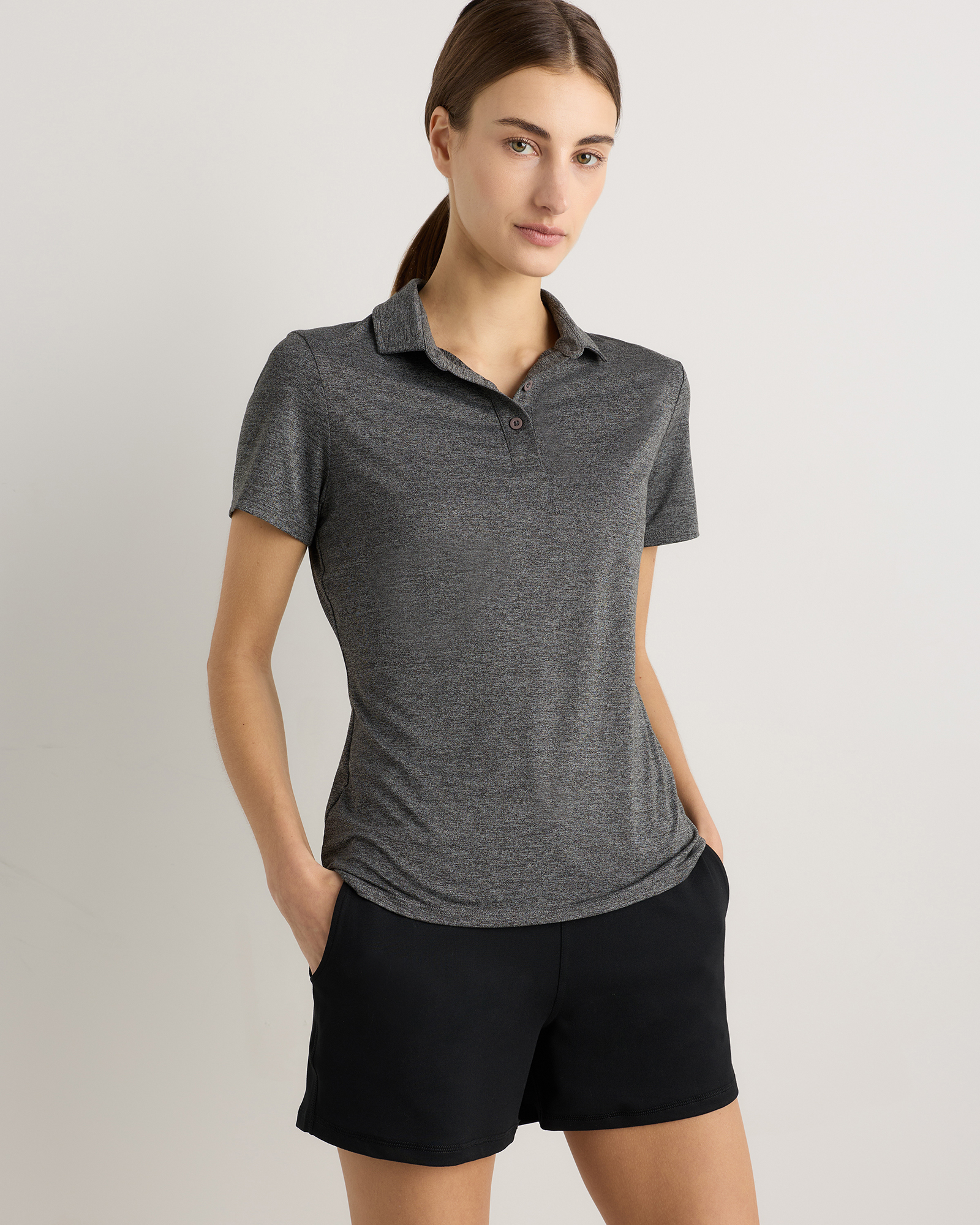 Charcoal Flowknit Breeze Short Sleeve Polo
