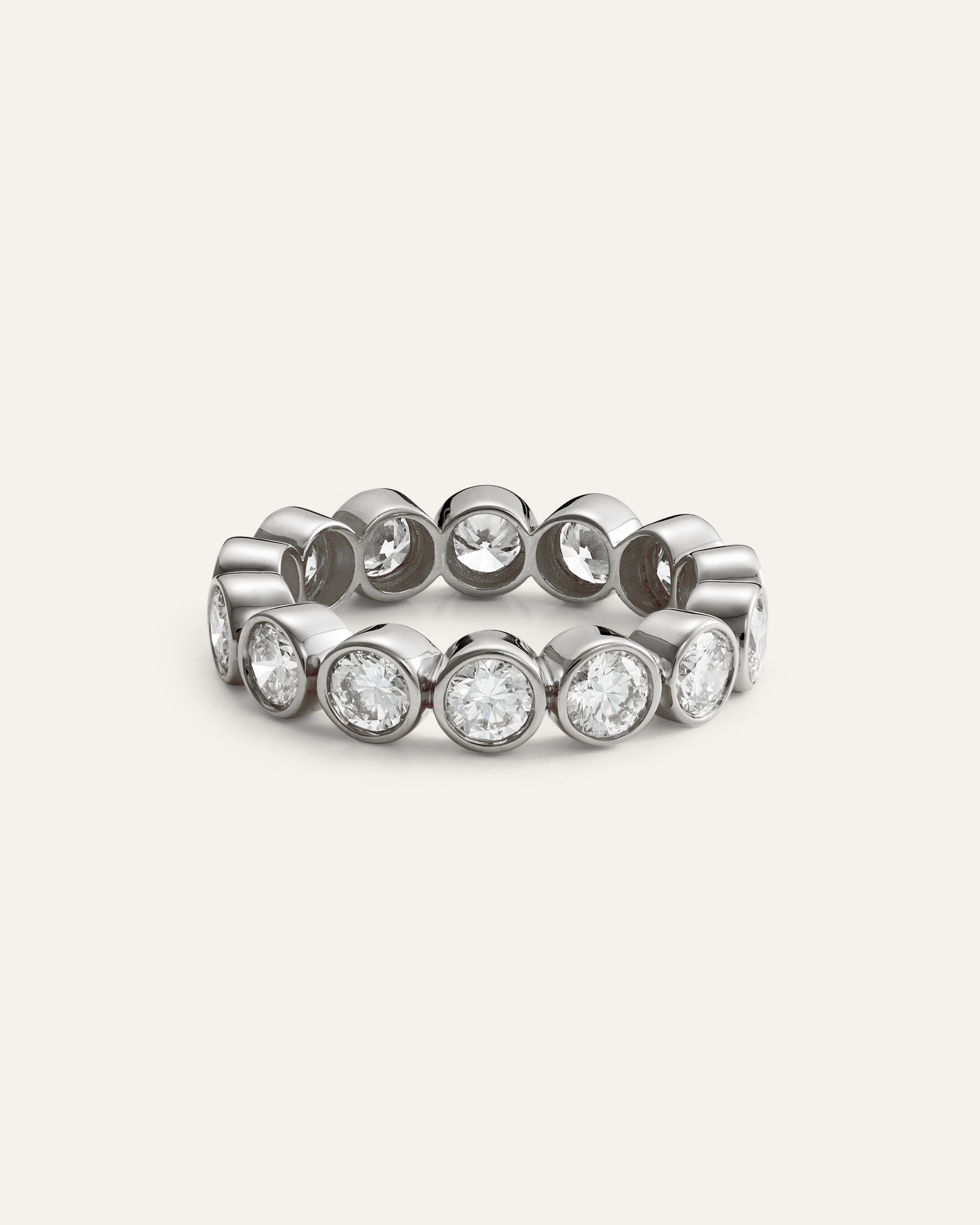 White Gold 14K Gold Lab Grown Diamond Round Bezel Eternity Band - 3ctw
