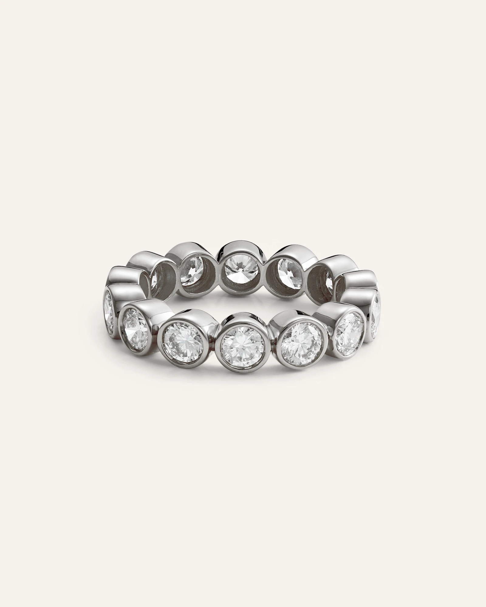 14K Gold Lab Grown Diamond Round Bezel Eternity Band - 3ctw