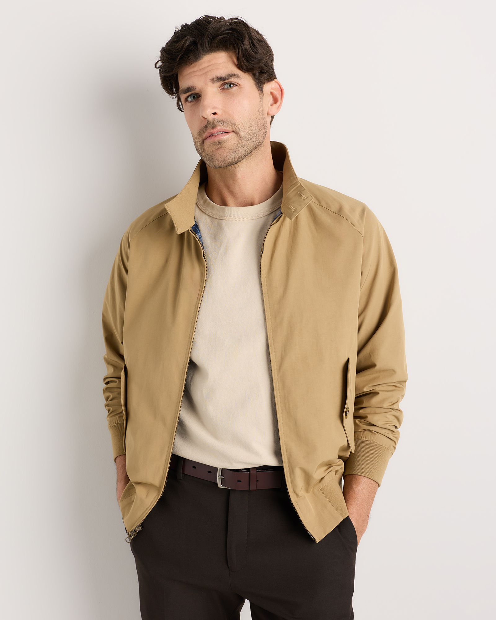 Khaki Heritage Water-Resistant Harrington Jacket