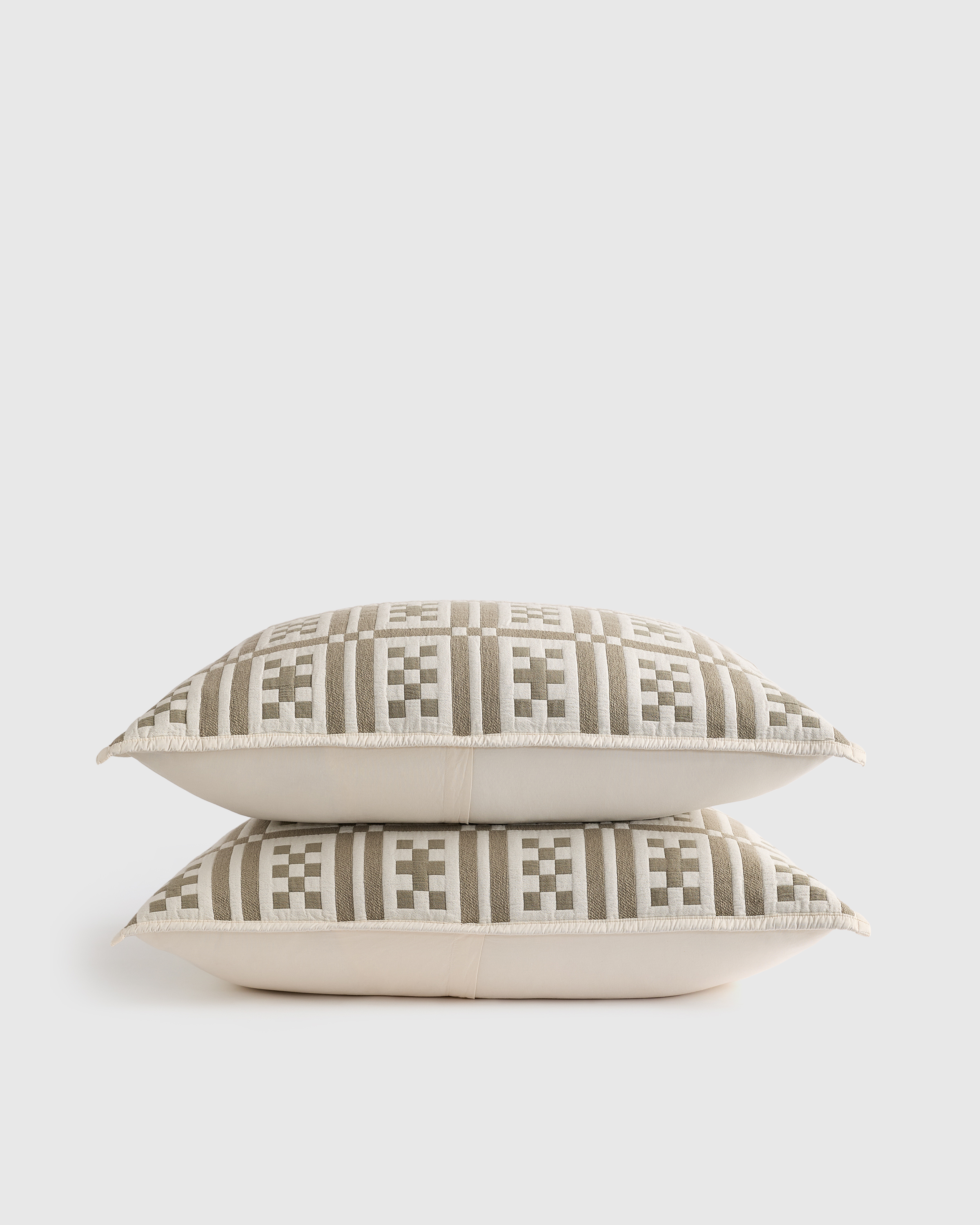 Dried Sage Organic Cotton Jacquard Geo Sham Set