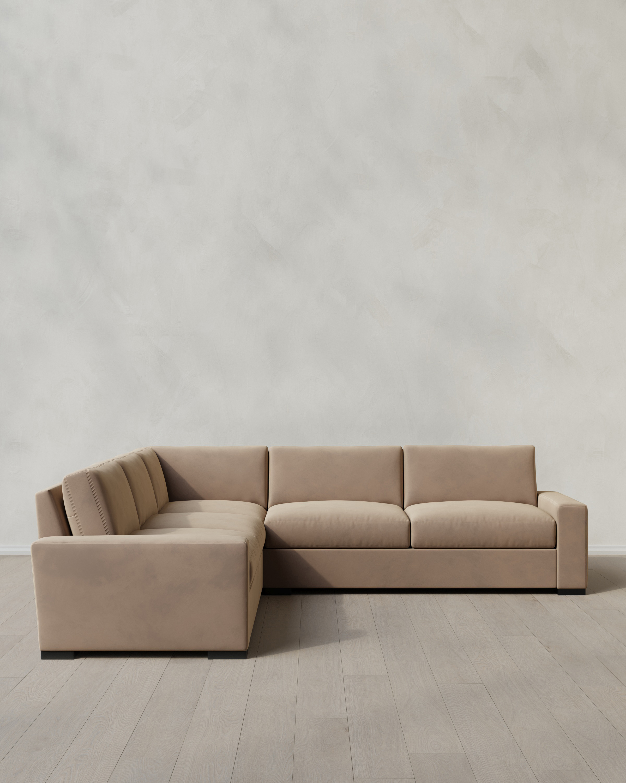 Taupe Stillman L Sectional in Performance Velvet