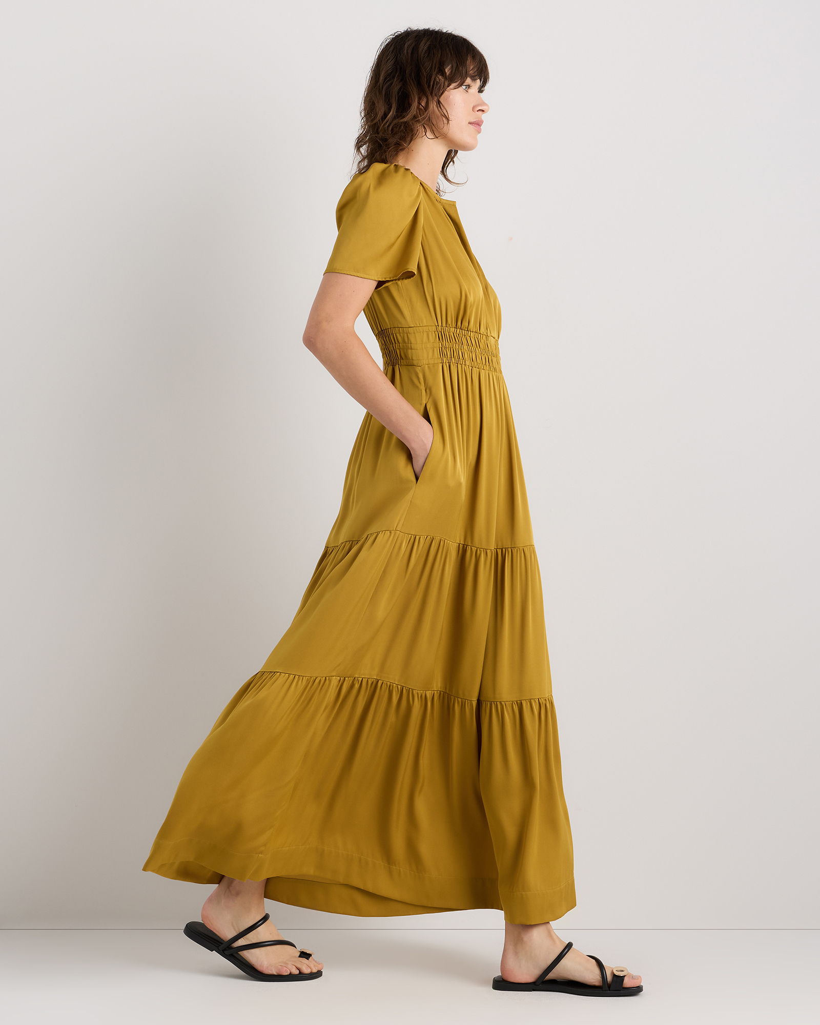 slim fit dress slacks Lyra Yellow Halter Neck Maxi Dress - US 10 main image 0