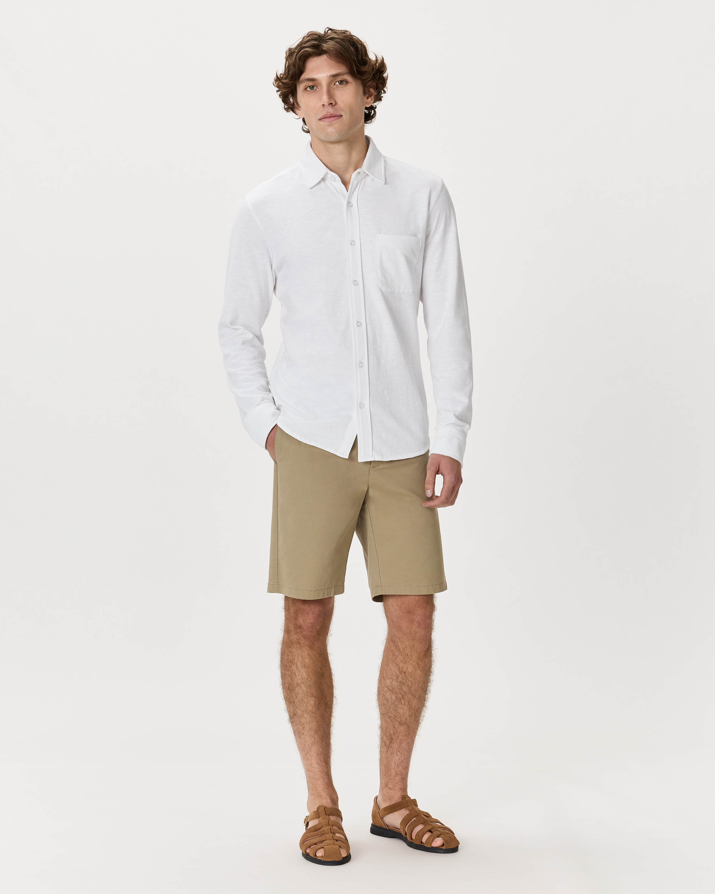 100% Organic Cotton Slub Long Sleeve Button Up Shirt