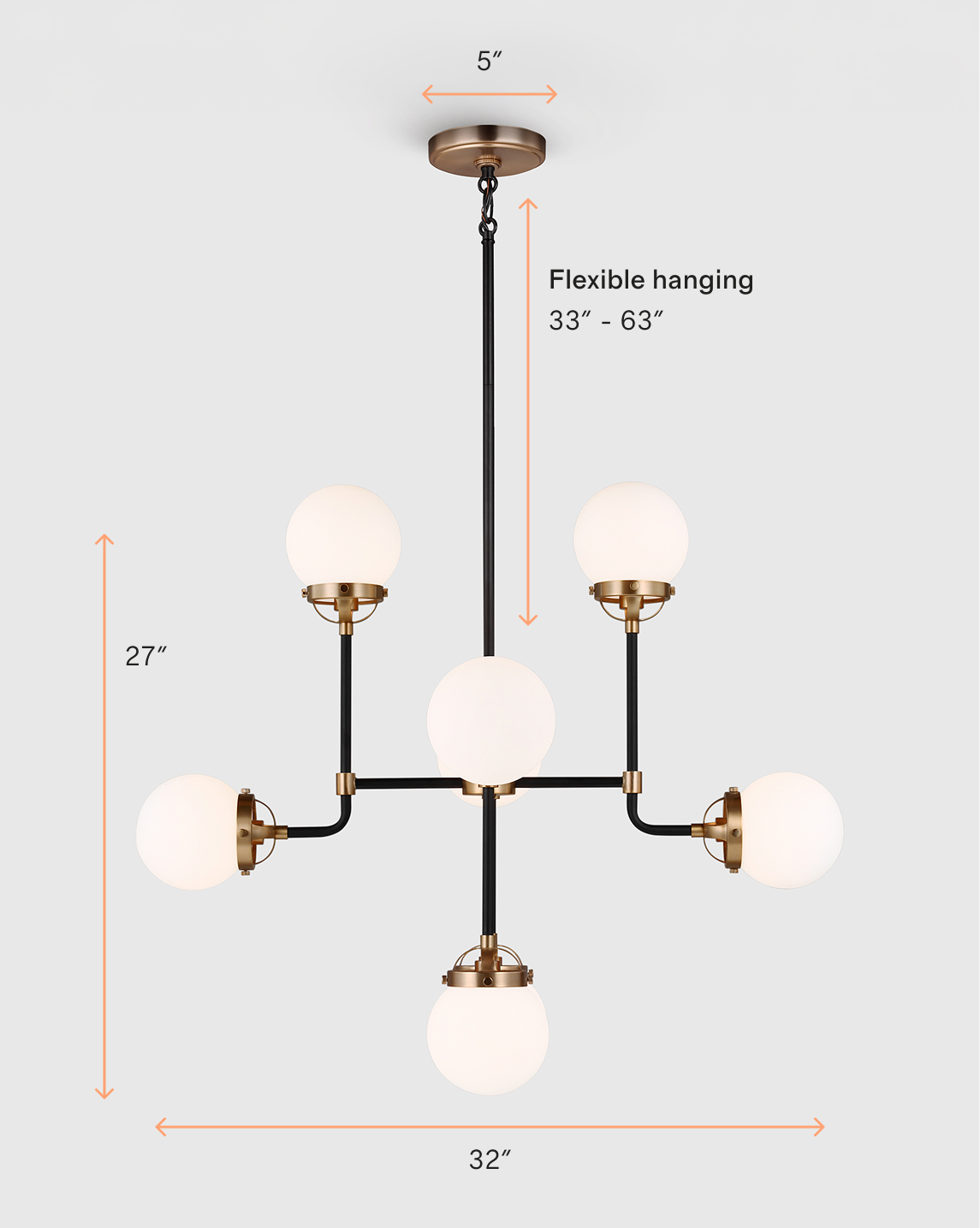 Multi Globe Steel Chandelier - Thumbnail 3