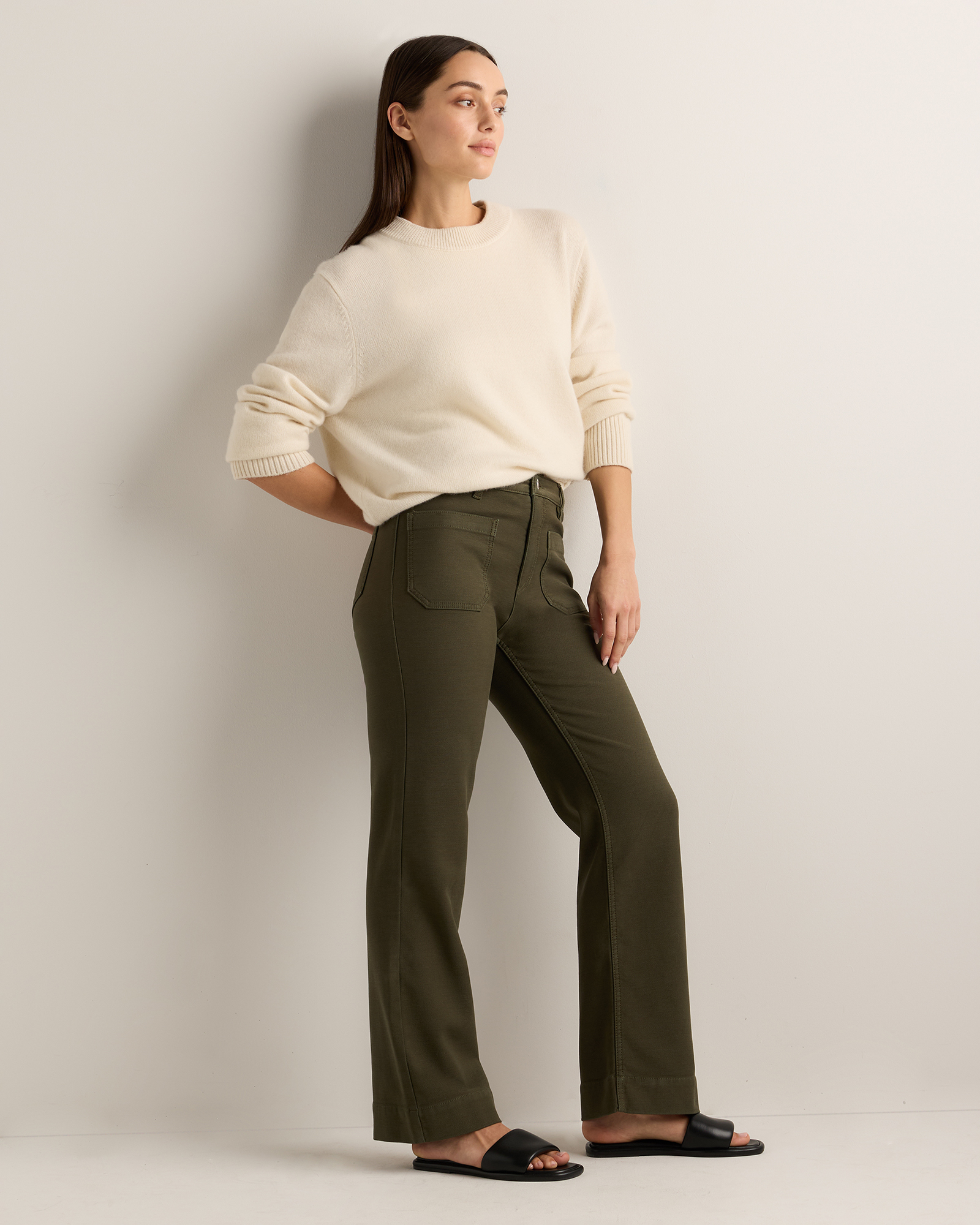 With A Beginner's Mind French Terry Dart Trousers カーキ M Dart
