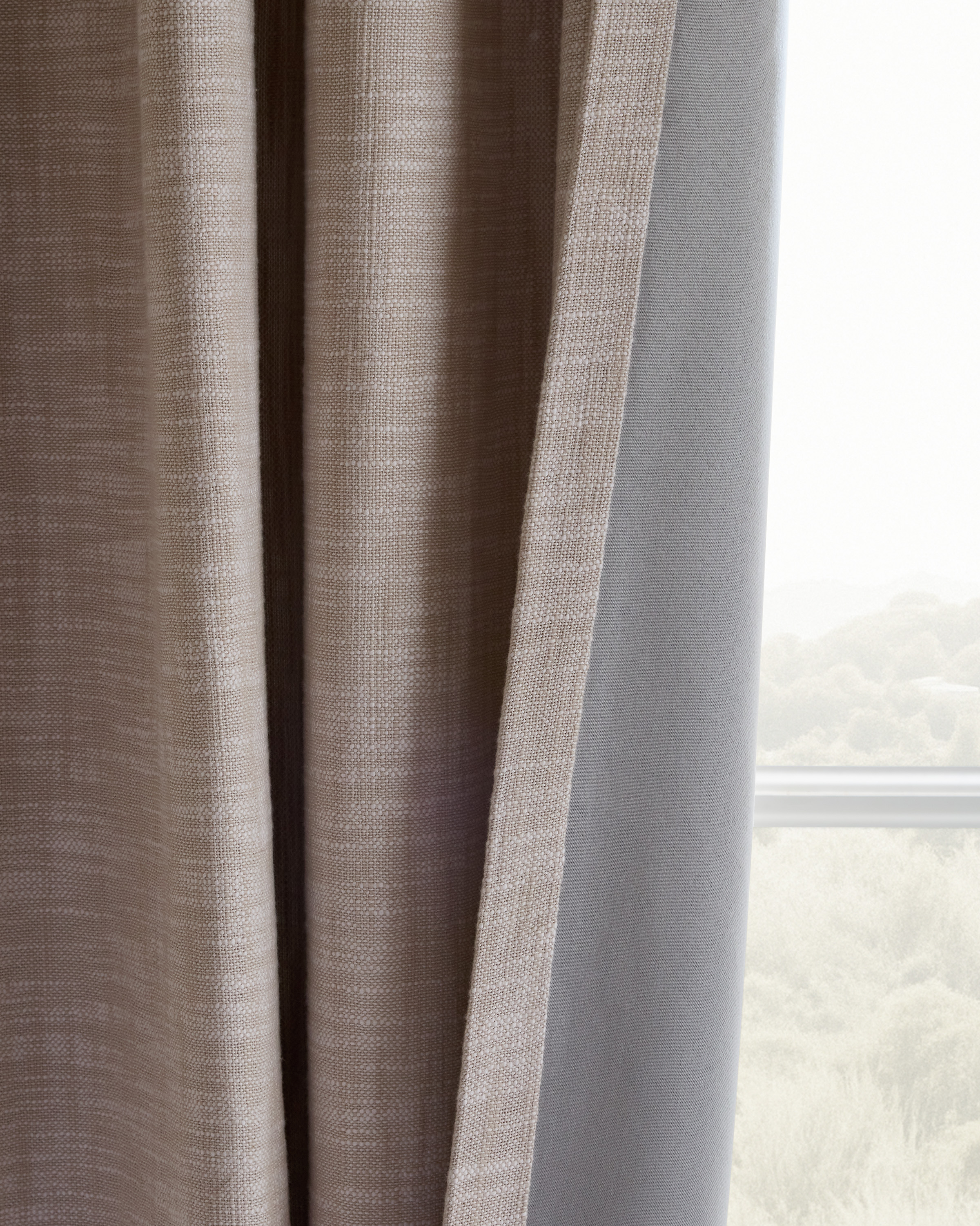 Textured Cotton Room Darkening Curtain in Oatmeal