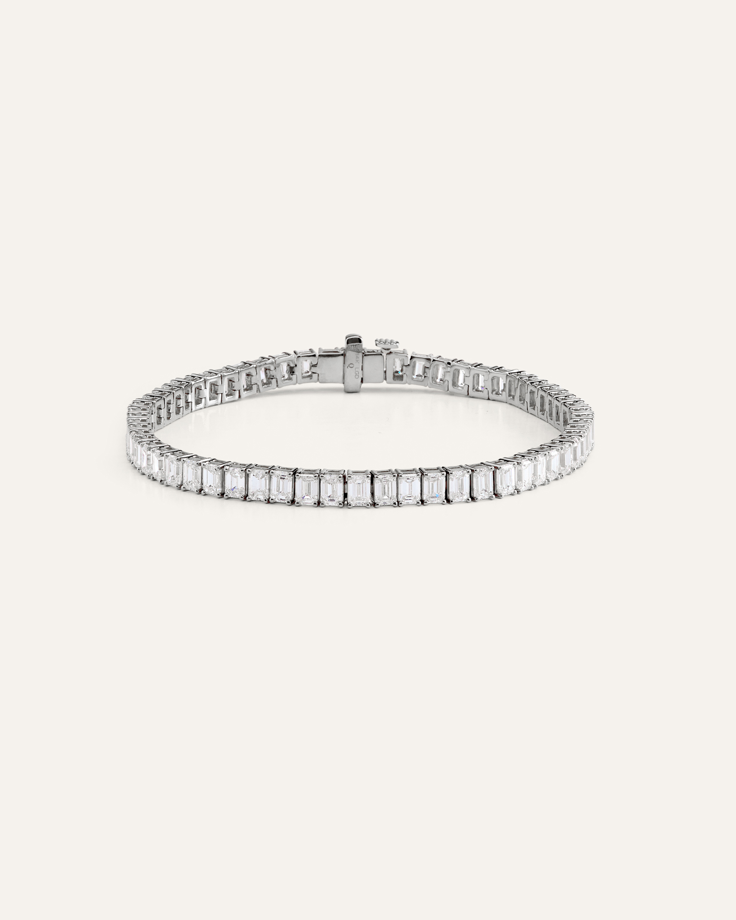 White Gold 14K Gold Lab Grown Diamond North-South Emerald Tennis Bracelet - 10ctw