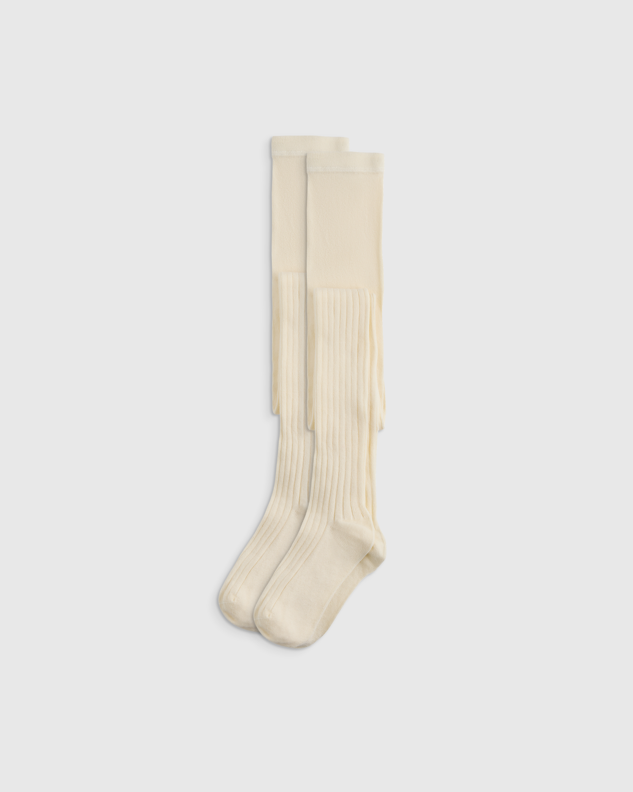 Ivory Organic Cotton Rib Tights (2-pack)